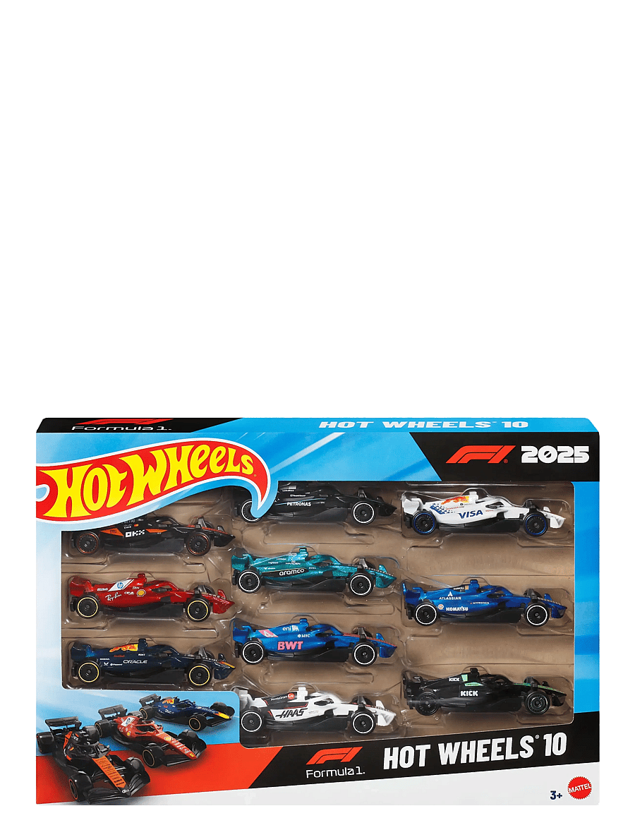 Hot Wheels - Formula 1 10-Pack, Set of 10 1:64 Scale Toy Cars with Each 2025 F1 Racing Team - spielzeugautos - multicolor - 0