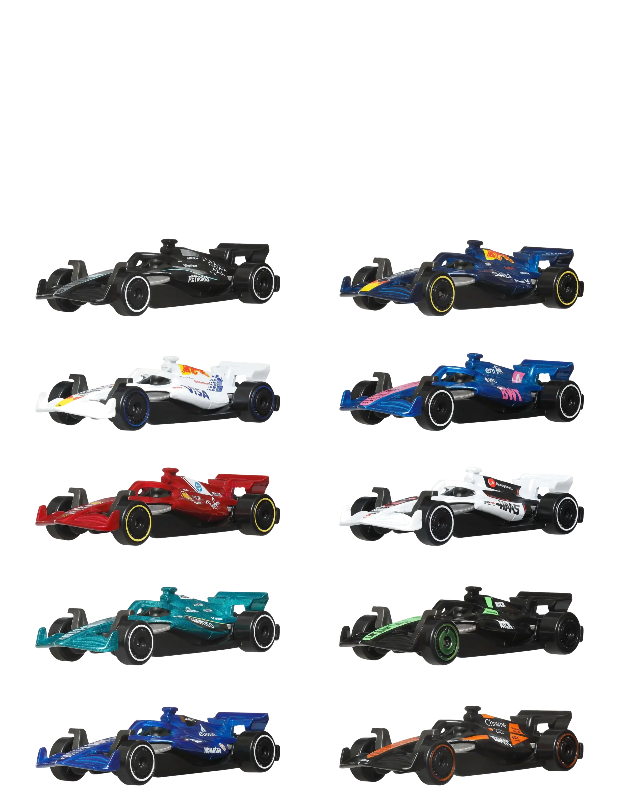 Hot Wheels - Formula 1 10-Pack, Set of 10 1:64 Scale Toy Cars with Each 2025 F1 Racing Team - spielzeugautos - multicolor - 1