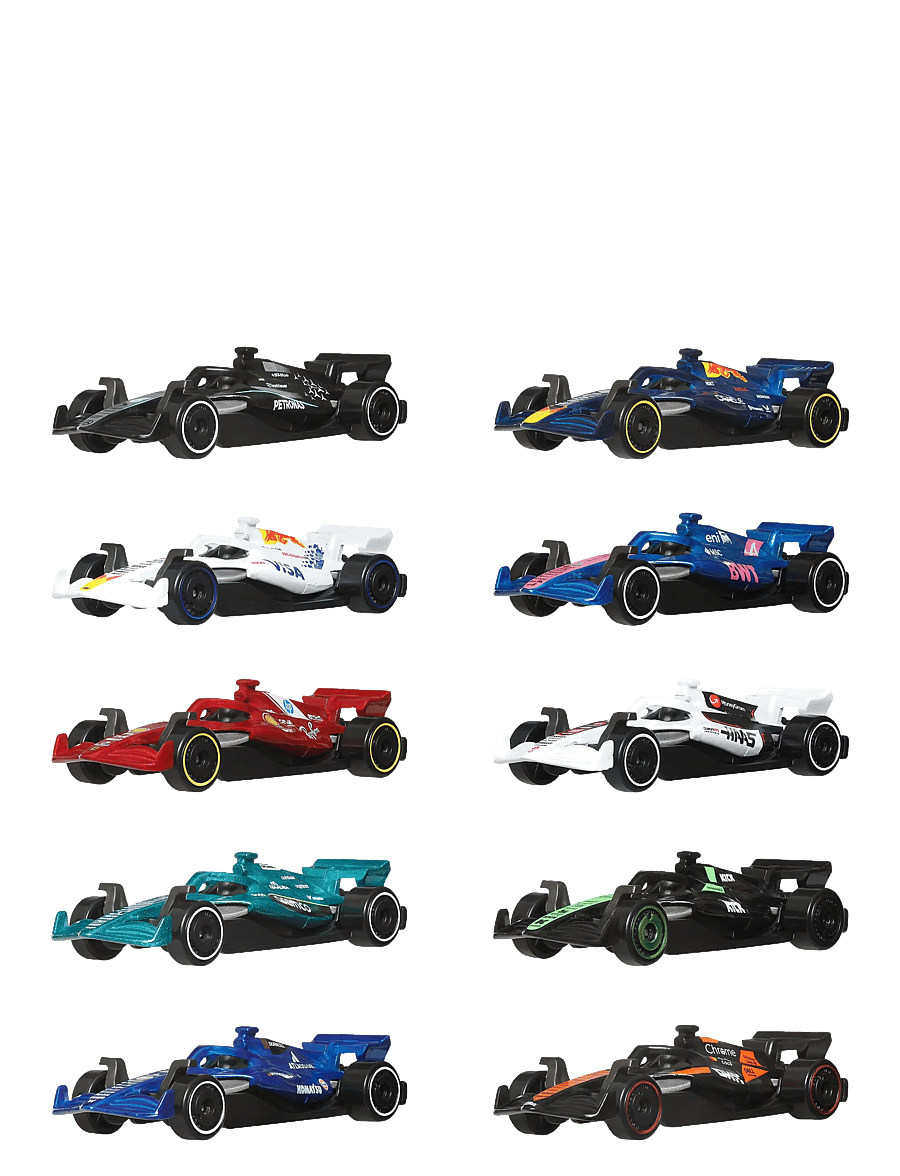 Hot Wheels - Formula 1 10-Pack, Set of 10 1:64 Scale Toy Cars with Each 2025 F1 Racing Team - spielzeugautos - multicolor - 1
