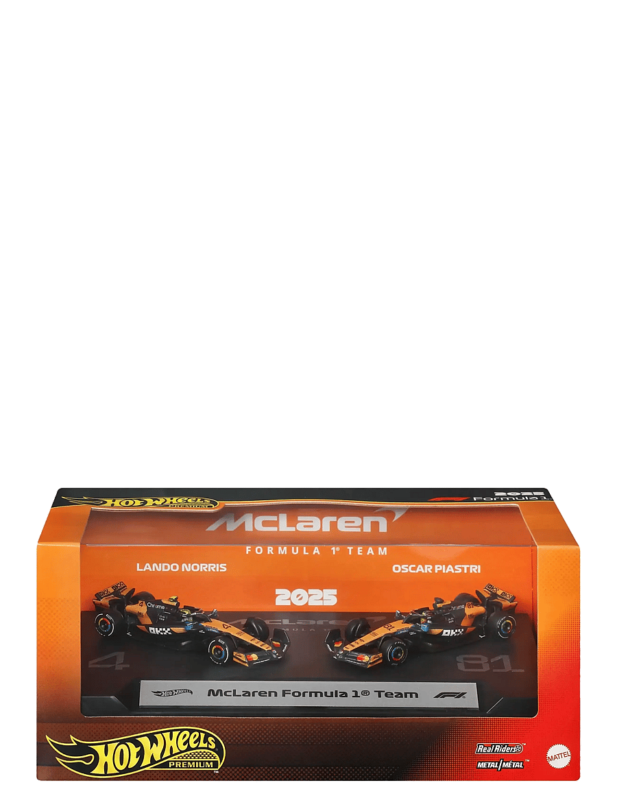 Hot Wheels - Premium Formula 1 2-Pack of 1:64 Scale Cars, McLaren Formula 1 Team of Piastri & Norris - multicolor - 0