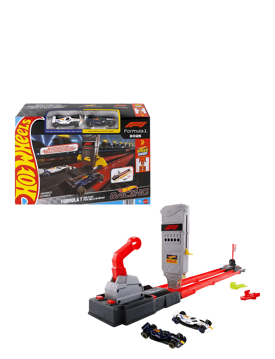 Hot Wheels - City Racing Formula 1 Grid Start Track Set & 2 Die-Cast F1 Cars in 1:64 Scale - multi color - 0