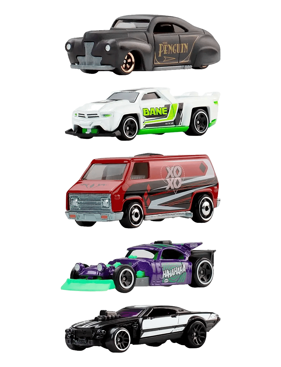 Hot Wheels - Silver Series Batman 5-Pack, Set of 5 Die-Cast Toy Super-Villain Cars in 1:64 Scale - legetøjsbiler - multi color - 0