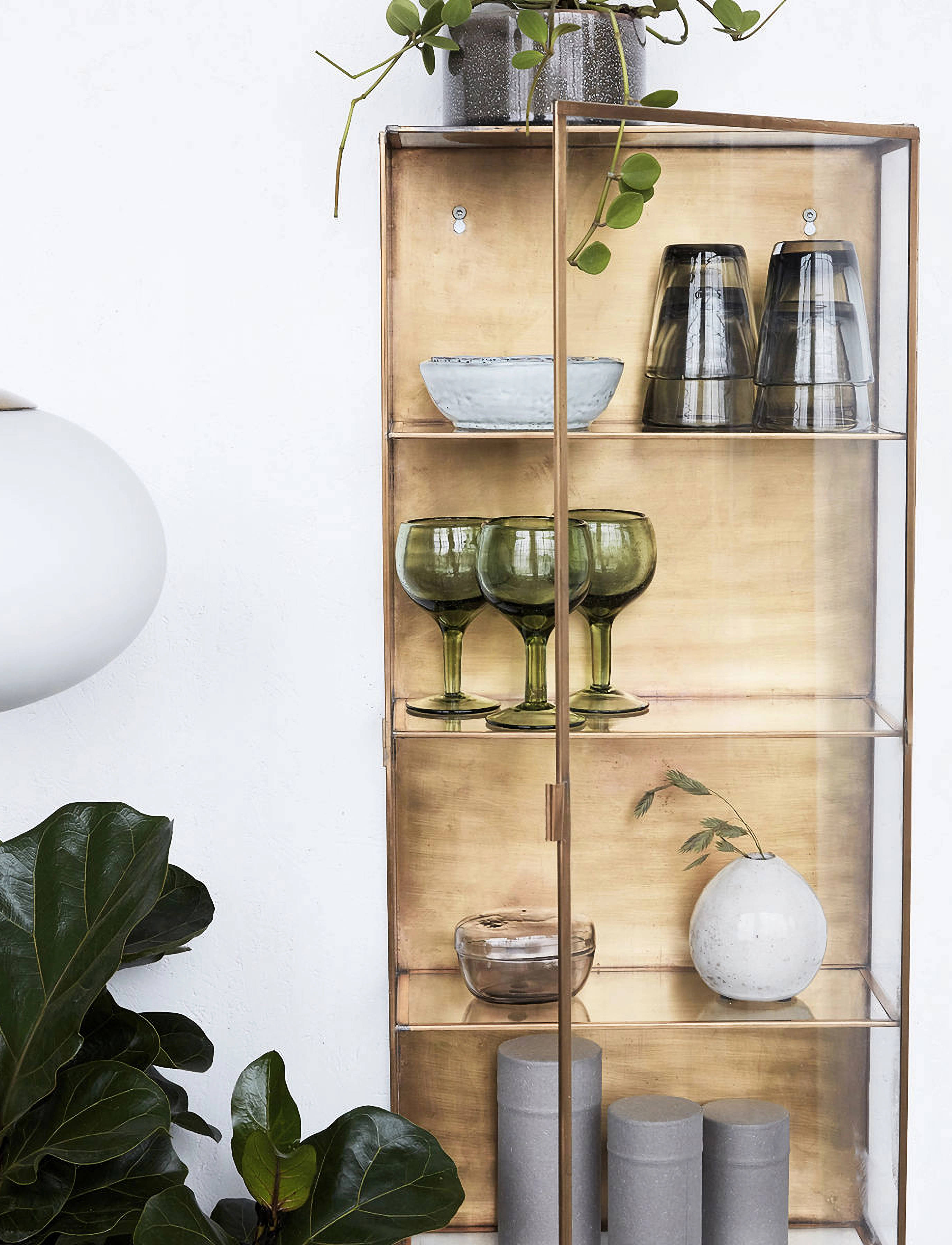 house doctor Vitrineskab, Hdglass, Messing, 35X15X80, Furniture, Gold - Cabinet, Homeware