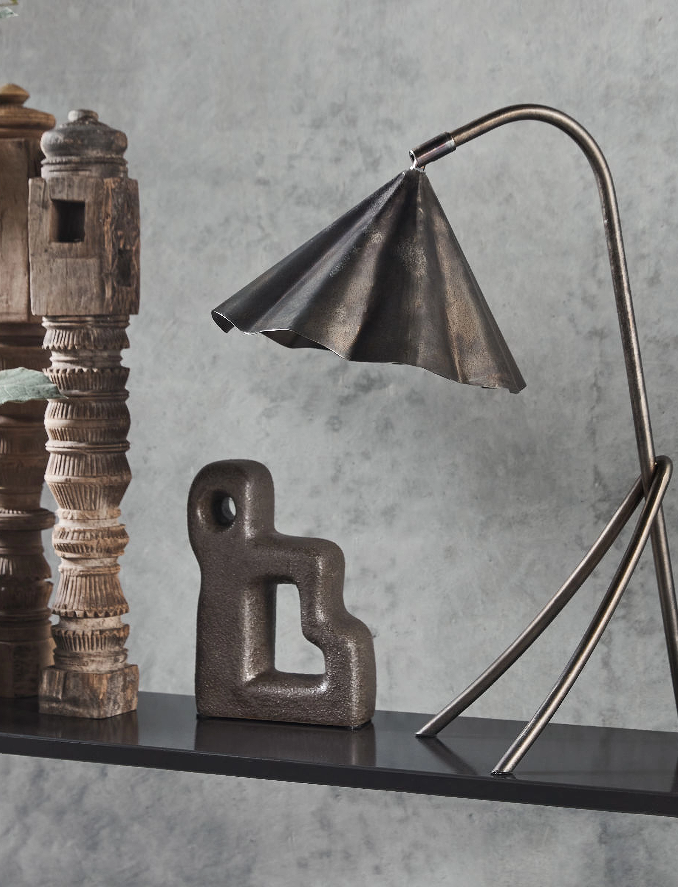 house doctor Table Lamp, Hdflola, Antique Brown, 25X17X50 cm, Lamps, Braun - Homeware