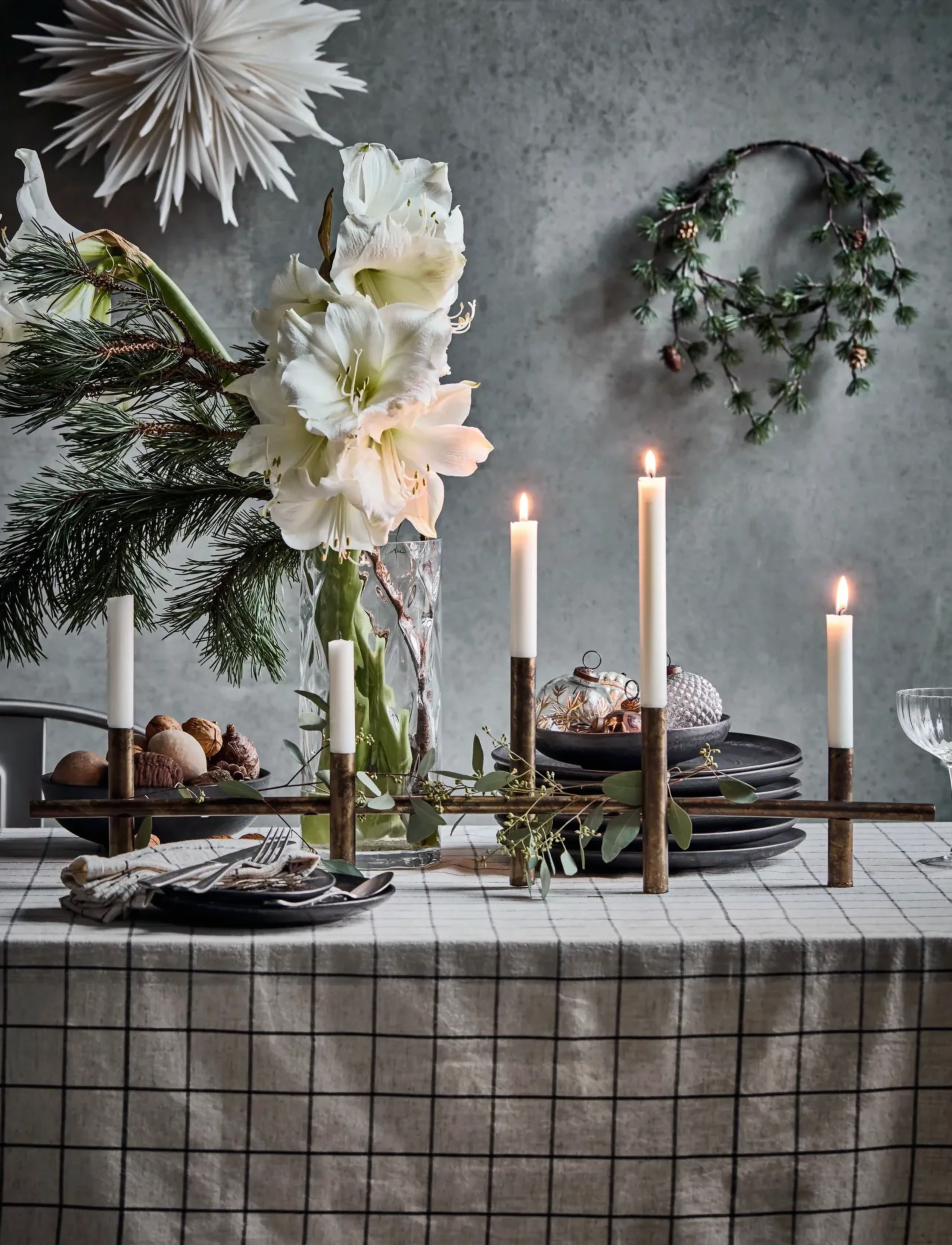 house doctor Lysestage, Hdmaxi80, Antik Messingfinish, 80X6X20 cm, Christmas Decoration, Gold - Advents Candles, Homeware