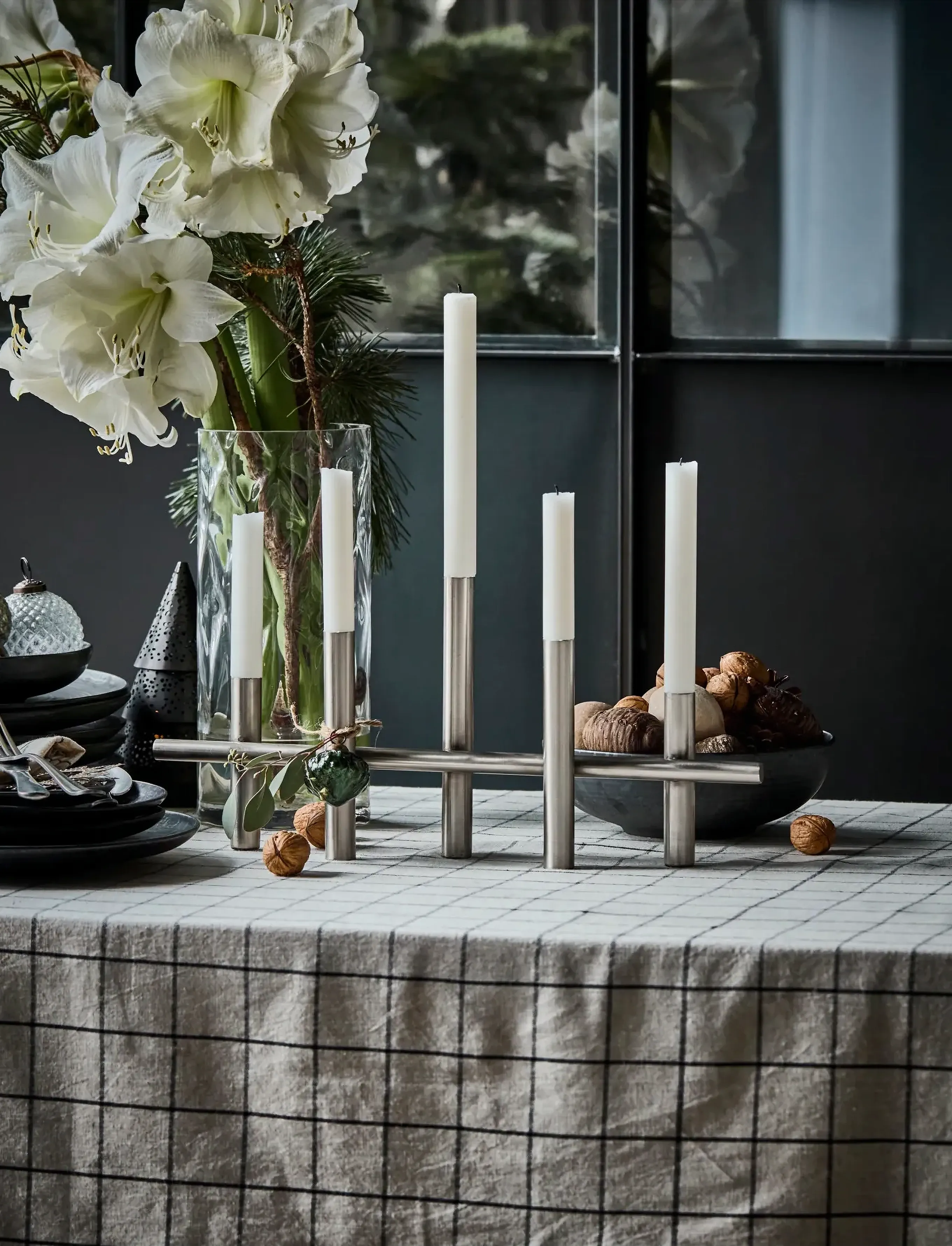 house doctor Lysestage, Hdmaxi45, Antik Sølv, 45X6X20 cm, Candlesticks & Lanterns, Silber - Candlesticks, Homeware