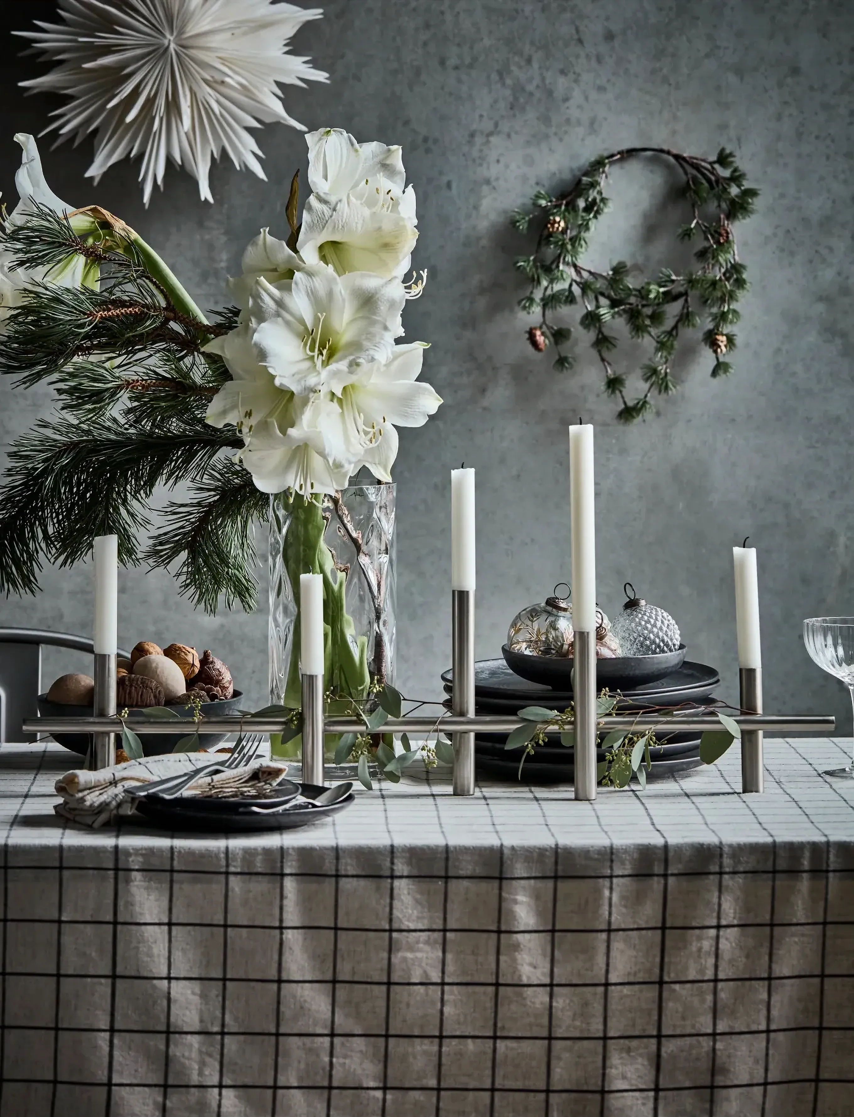 house doctor Lysestage, Hdmaxi80, Antik Sølv, 80X6X20 cm, Christmas Decoration, Silber - Advents Candles, Homeware