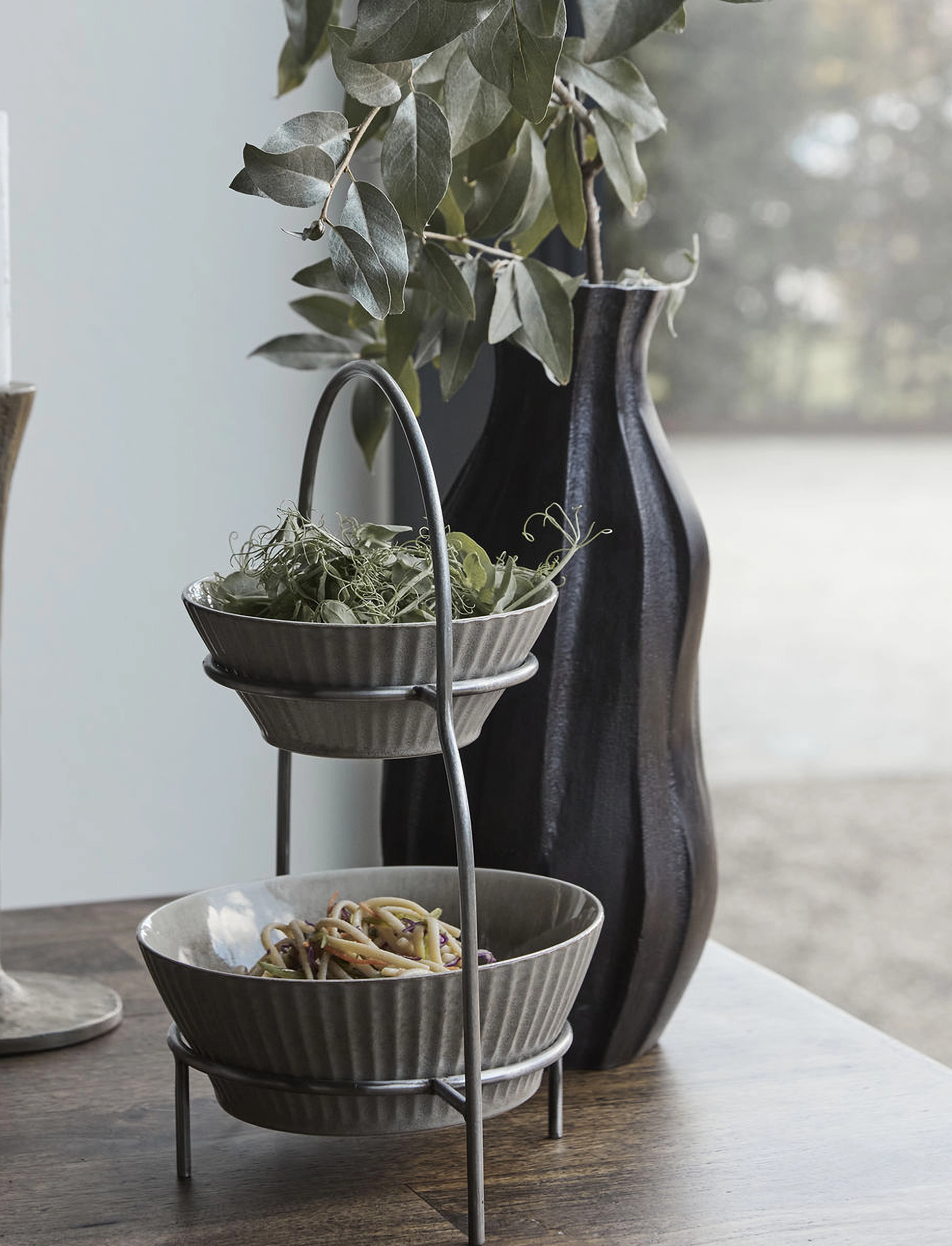 house doctor Plate Stand, Hdsana, Silver Finish, 24.5X17.2X32 cm, Plates, Silber - Table Settings&sets, Homeware