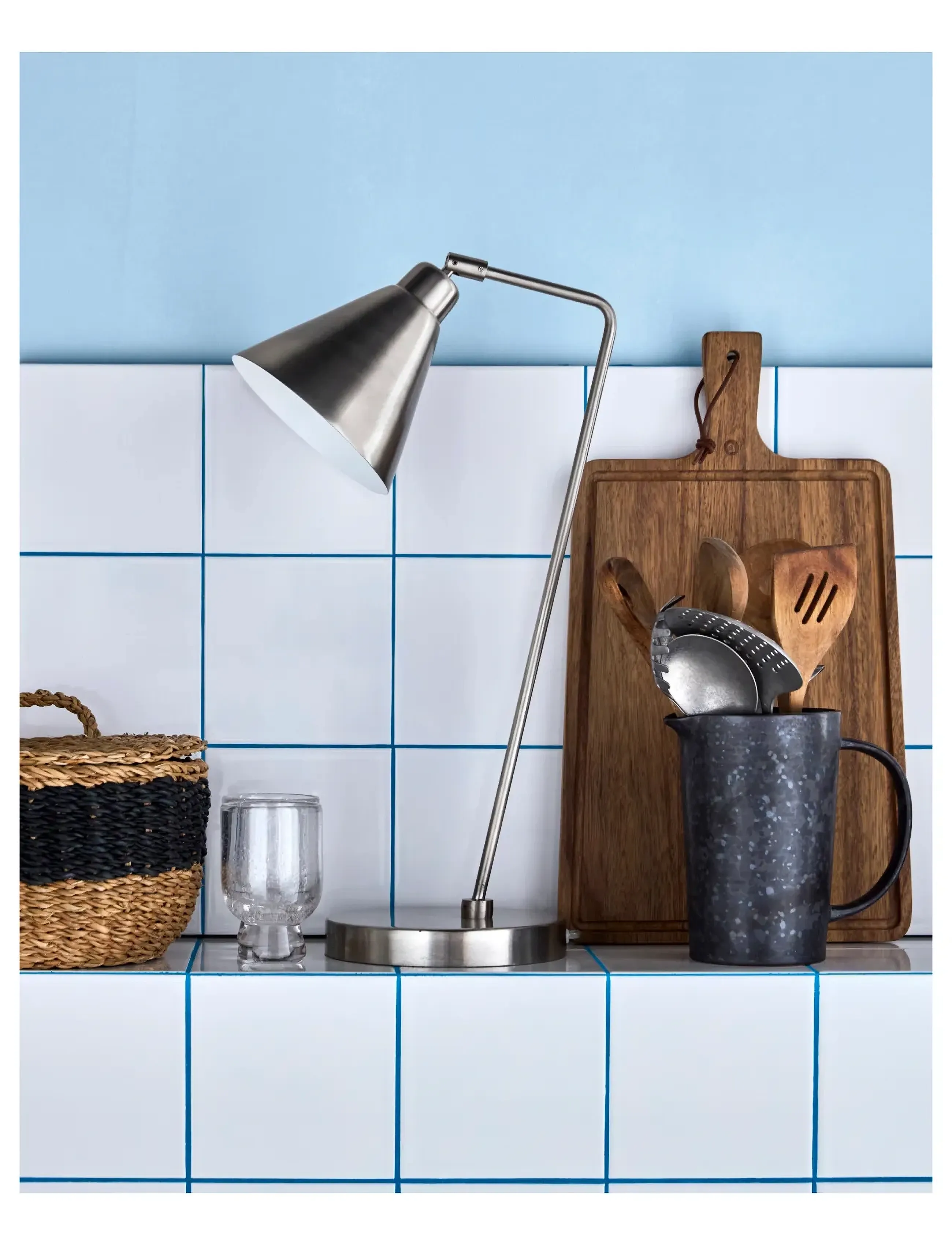 house doctor Bordlampe, Hdgame, Børstet Sølvfinish, One Size, Lamps, Grau - Table Homeware