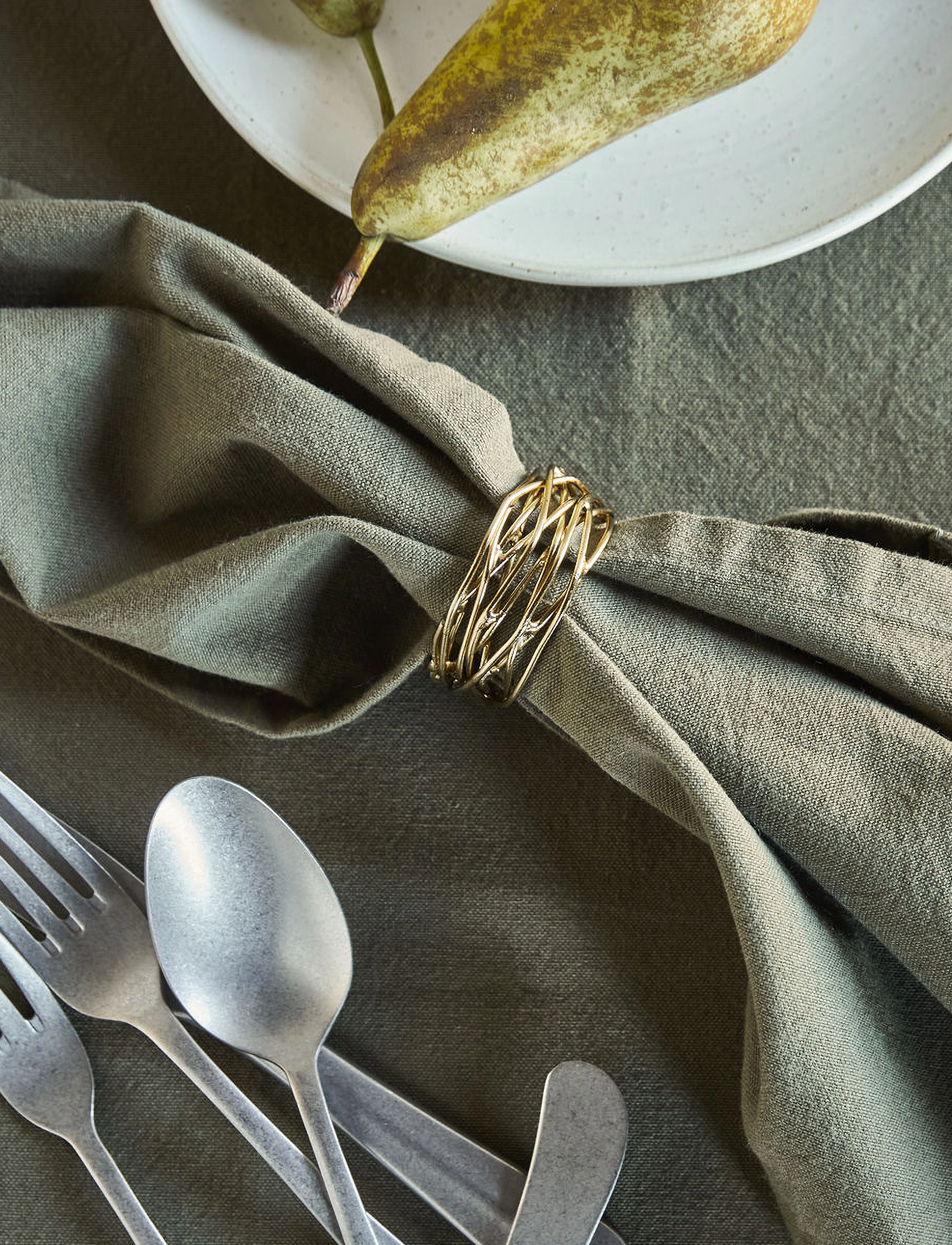house doctor - Napkin rings, HDRing, Golden - serviettenringe- & halter - golden - 0