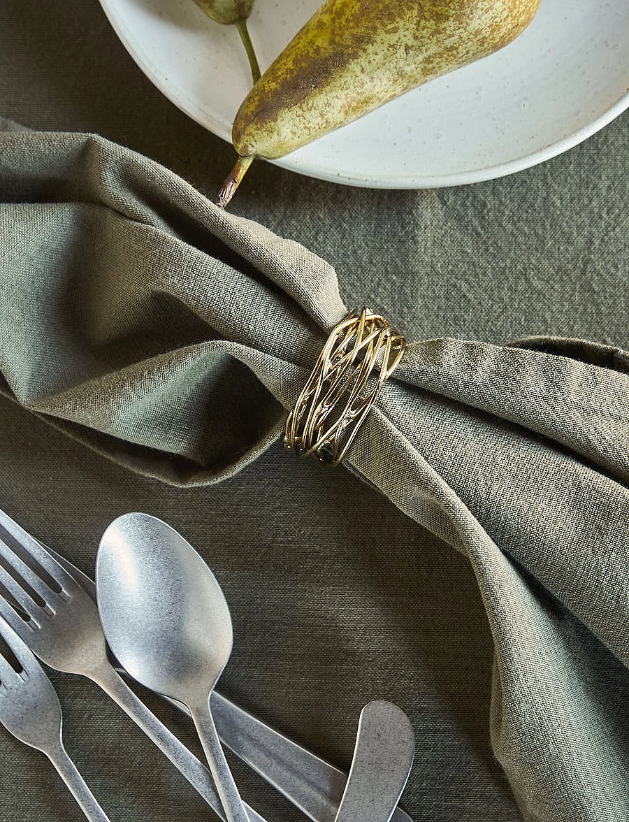 house doctor - Napkin rings, HDRing, Golden - serviettenringe- & halter - golden - 0