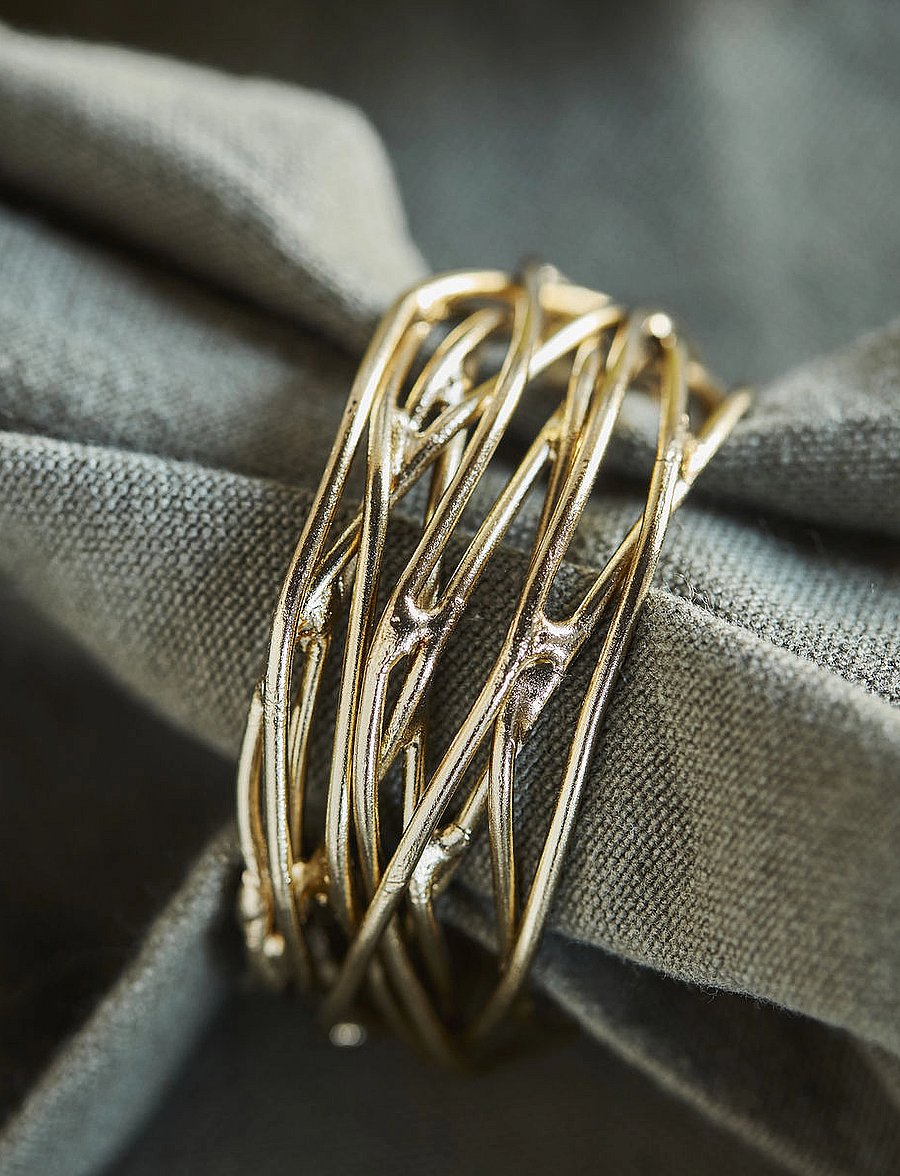 house doctor - Napkin rings, HDRing, Golden - serviettenringe- & halter - golden - 3