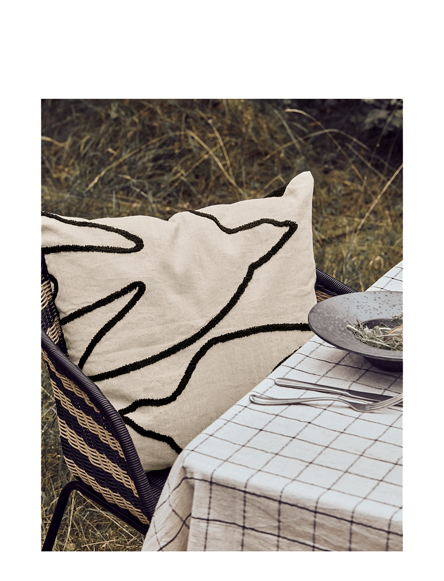 house doctor - Cushion cover, HDFly, Black, Off-wh - padjakatted - black, off-white - 2