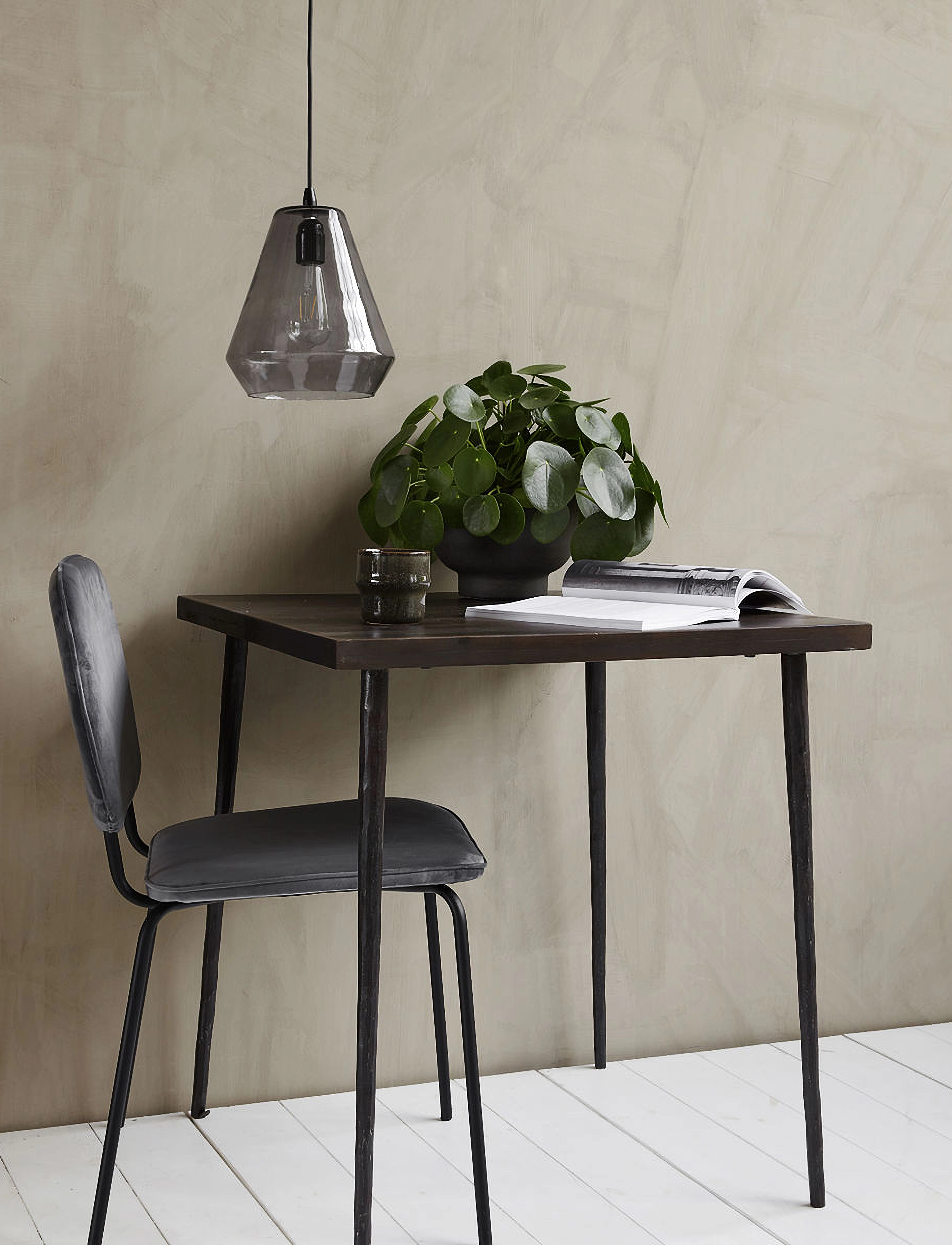 house doctor - Cafe table, HDSlated, Black stain - sidobord & småbord - black stain - 0