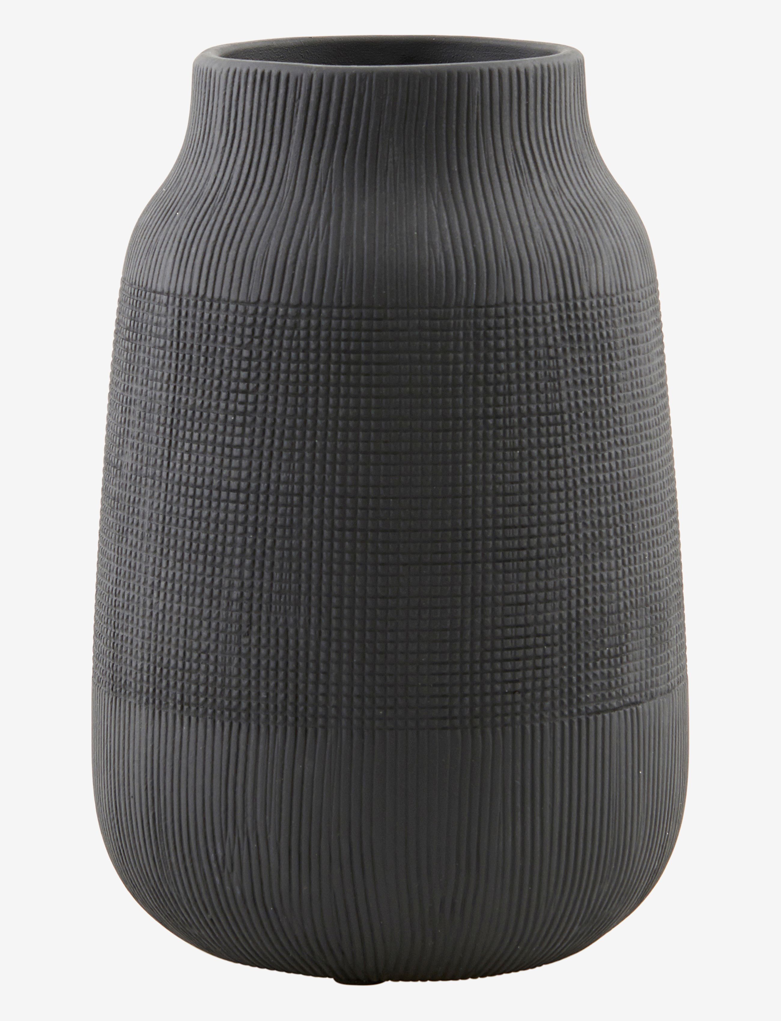 HOUSE DOCTOR Groove Vase Grau - H22CM - Unisex
