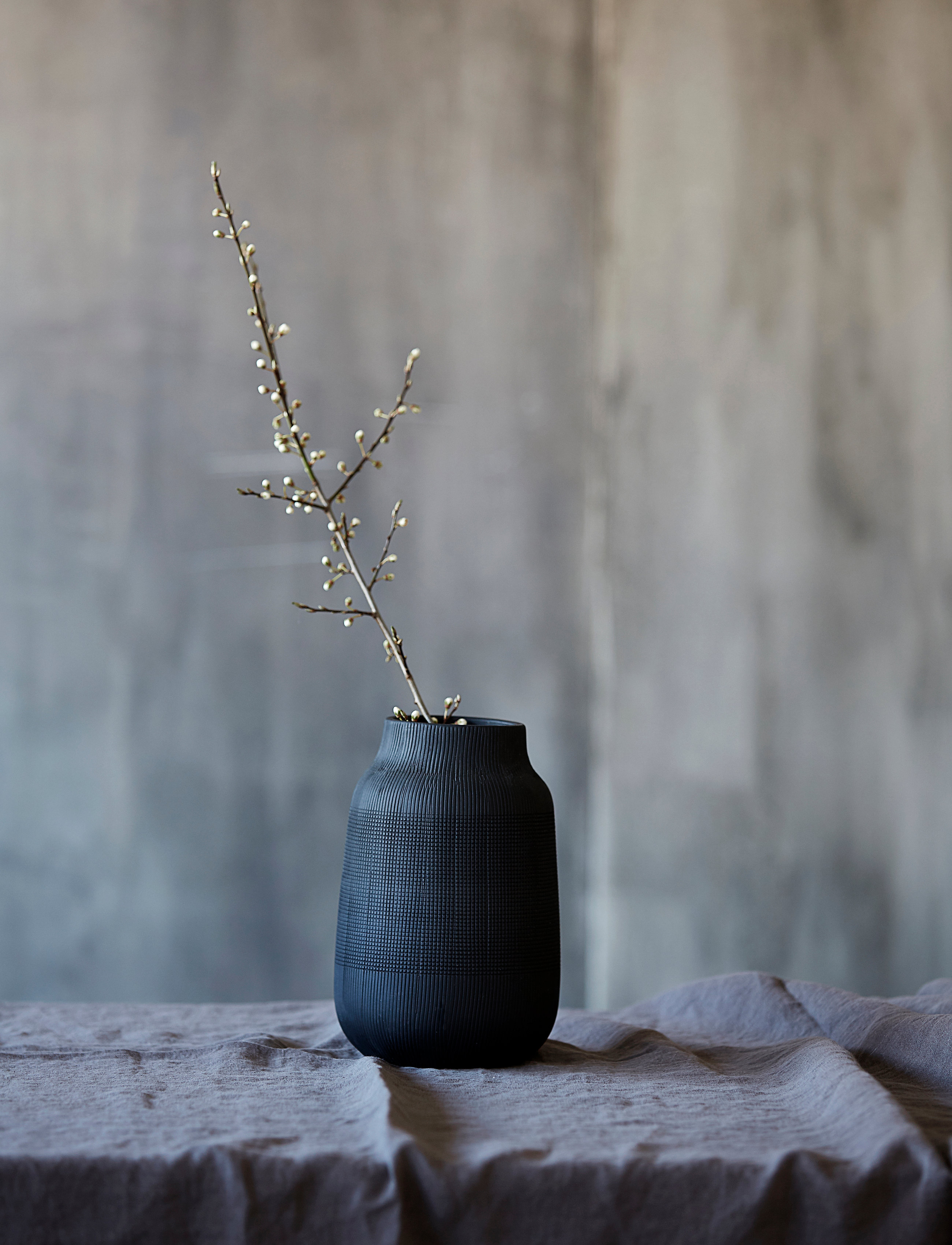 house doctor Groove Vase, H22 cm, Grey, Vaser > Store Vaser, Unisex