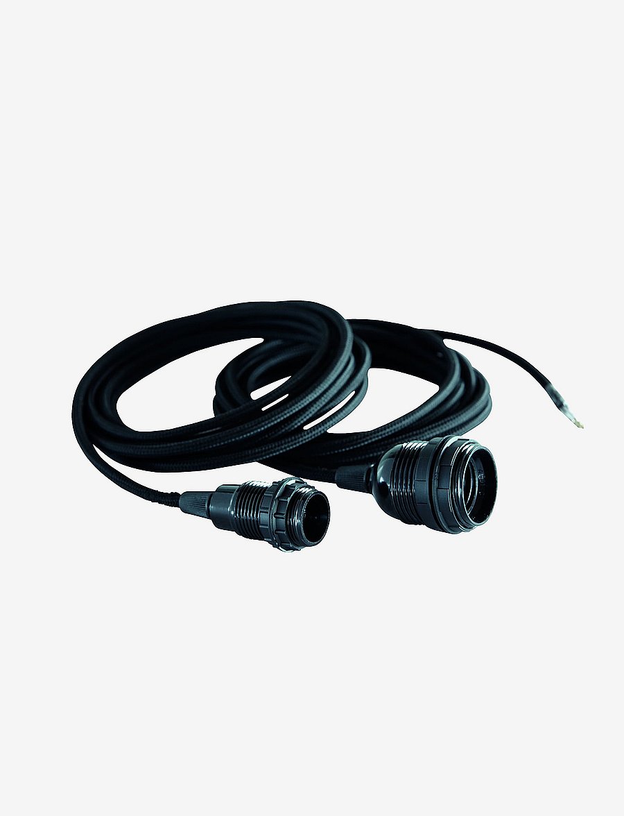 house doctor - Fabric wire w. socket and two rings - black - 0