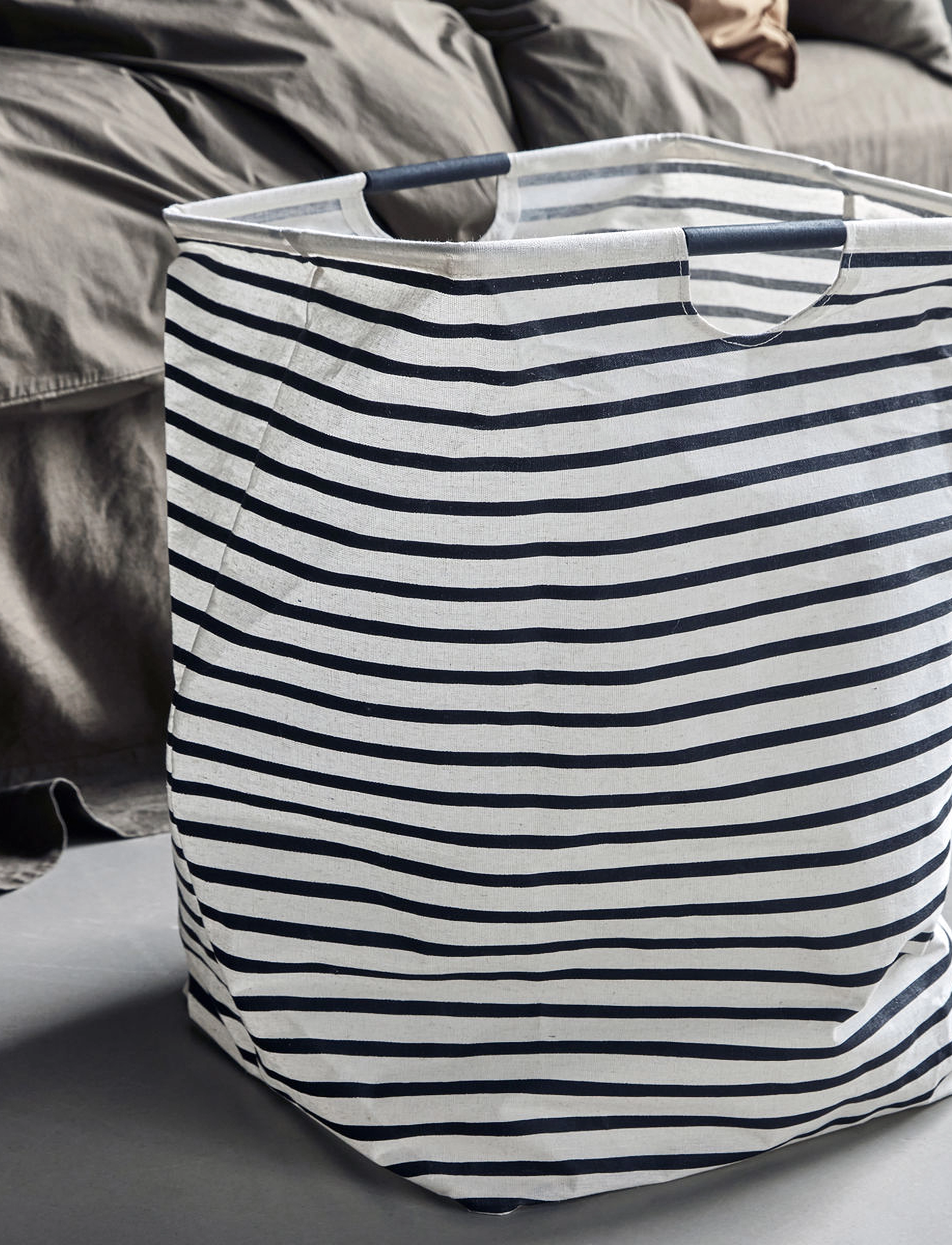 house doctor Vasketøjspose, Hdstripes, Sort/Hvid, L:40 cm, Storage, Weiß - Laundry Baskets, Homeware