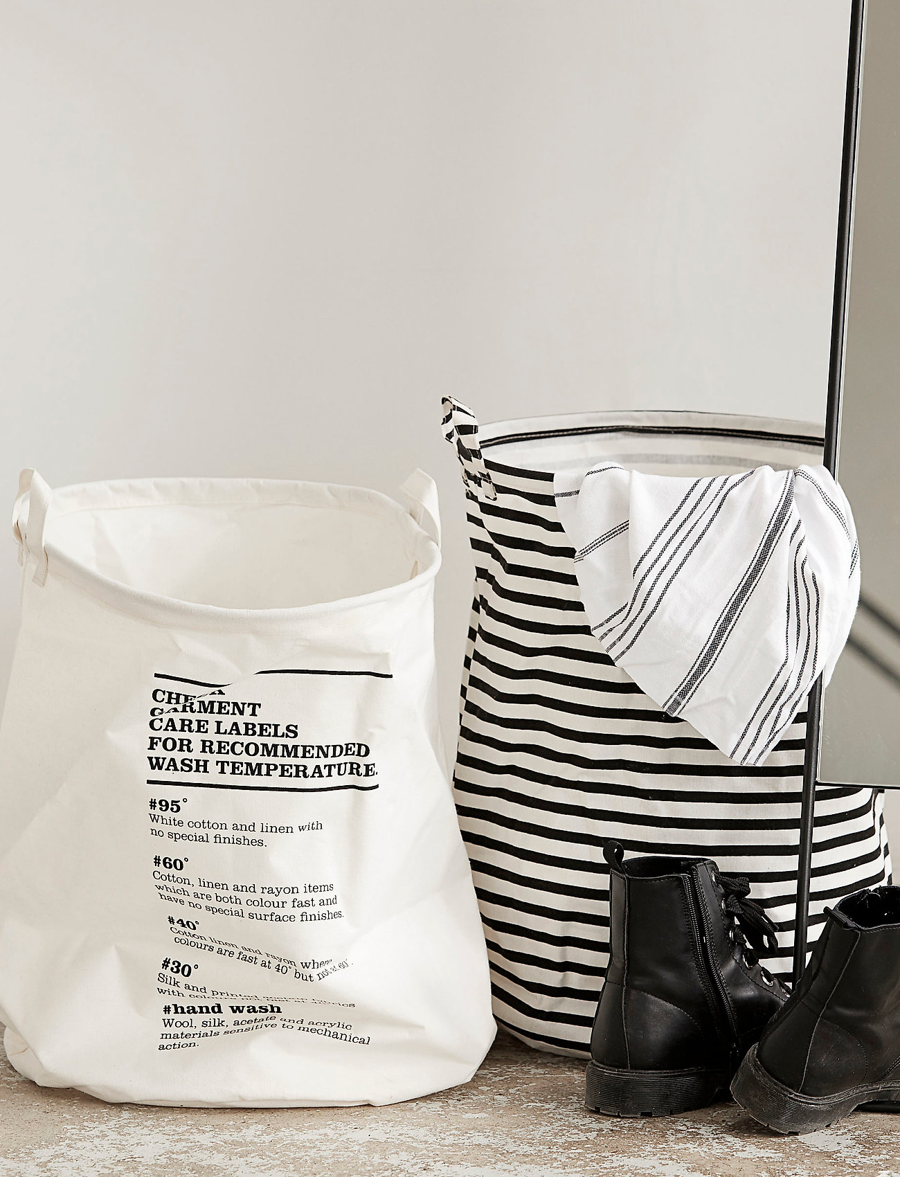 house doctor Vasketøjspose, Hdstripes, Sort, H50 cm, Storage, Mehrfarbig/gemustert - Laundry Baskets, Homeware