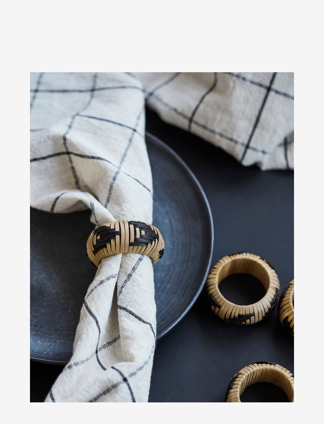 house doctor - Napkin rings, HDBam, Nature;Black - servettitelineet & -renkaat - nature, black - 2