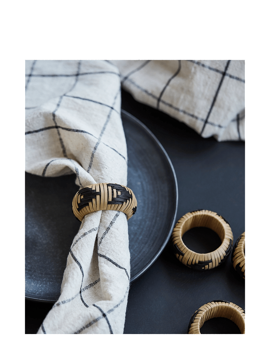 house doctor - Napkin rings, HDBam, Nature, Black - salvrätikute rõngad ja hoidikud - nature, black - 2