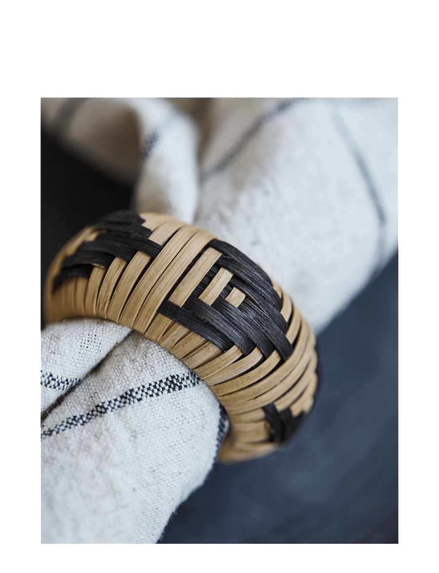 house doctor - Napkin rings, HDBam, Nature, Black - salvrätikute rõngad ja hoidikud - nature, black - 3