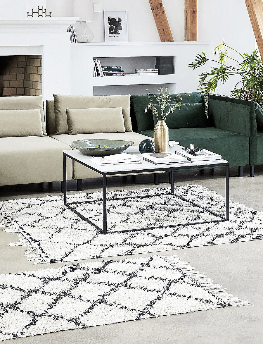 house doctor - Zena Rug - baumwollteppiche & flickenteppich - white/black - 2