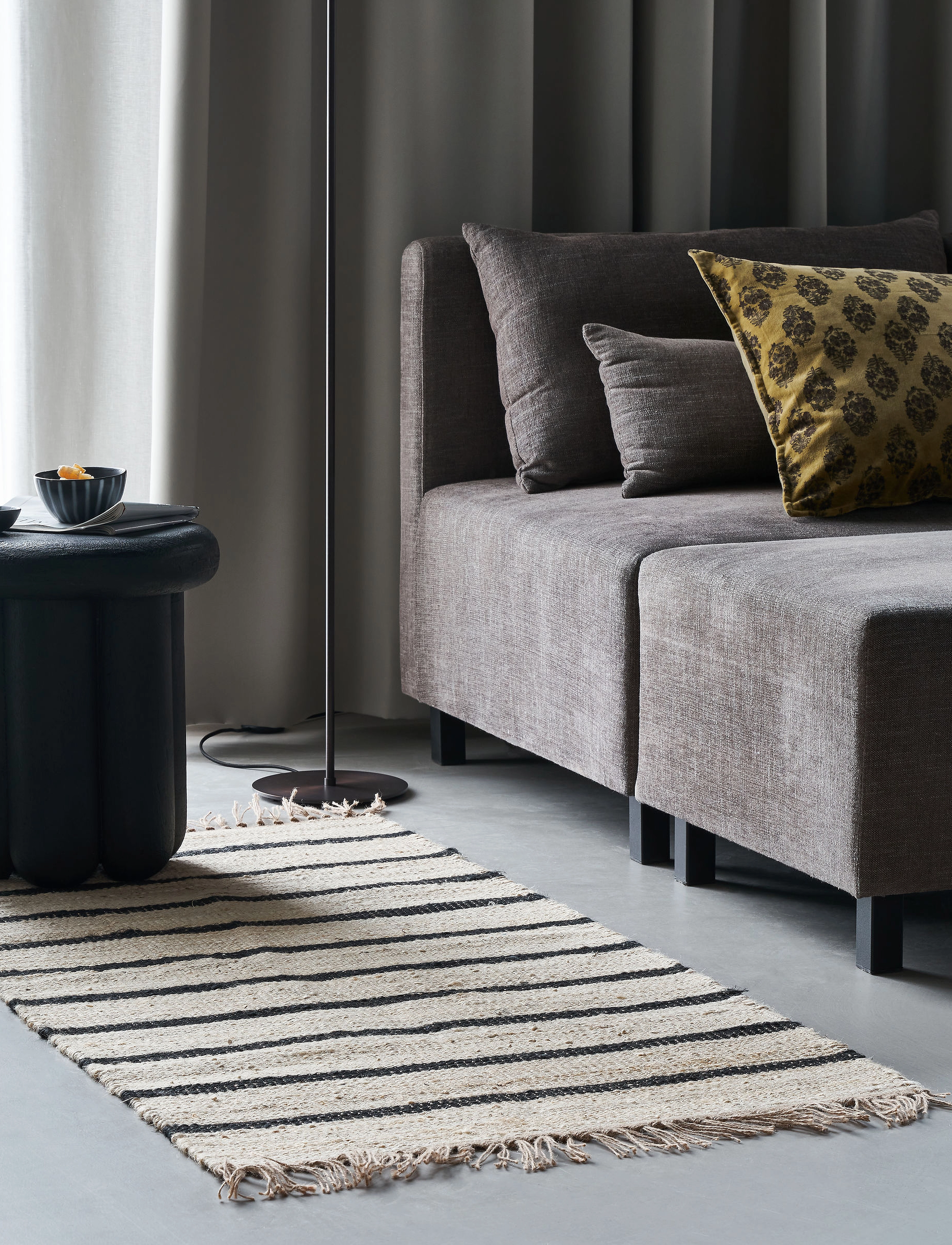 house doctor Rug, Hdsima, Black, Natural, 140X70 cm, Rugs & Carpets, Beige - Cotton Rag Rugs, Homeware