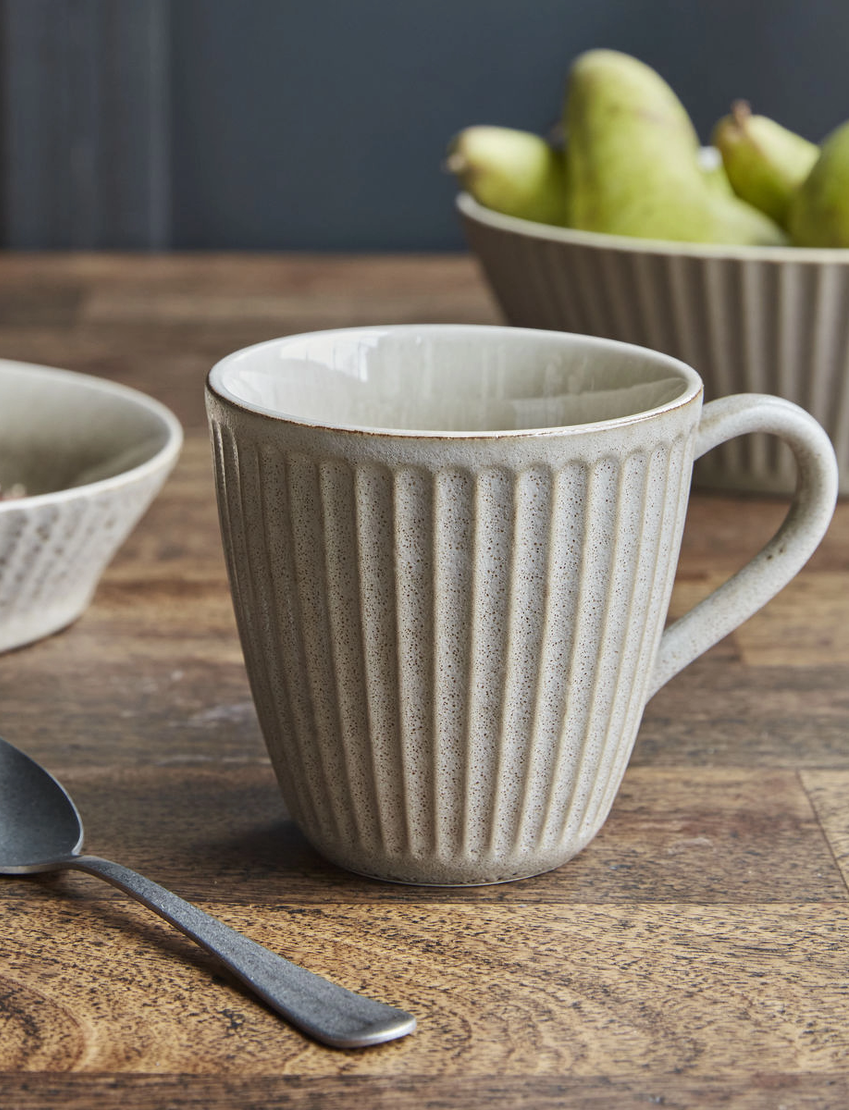 house doctor Mug, Hdpleat, Grey, Brown, 9X9X9 cm, Grey, Kopper & Krus > Kaffekopper, Unisex