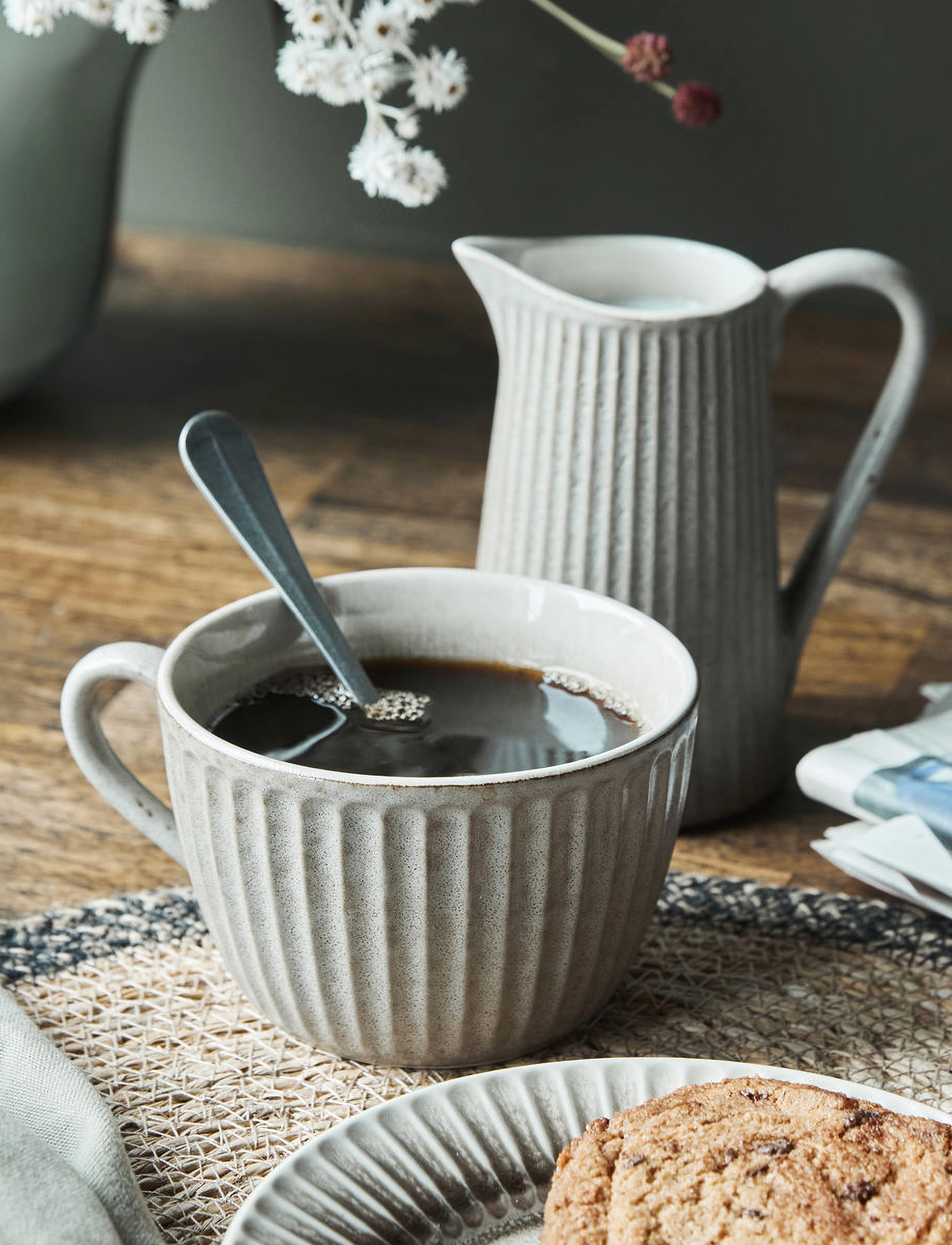house doctor Mug, Hdpleat, Grey, Brown, 10.5X10.5X7 cm, Grey, Kopper & Krus > Kaffekopper, Unisex