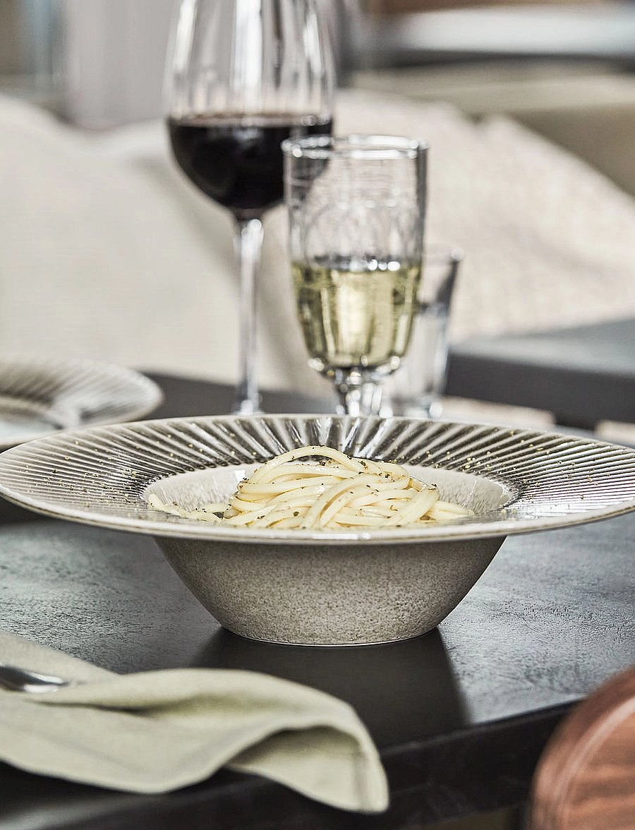 house doctor - Pasta plate, HDPleat, Grey, Brown - nudelteller - grey/brown - 0