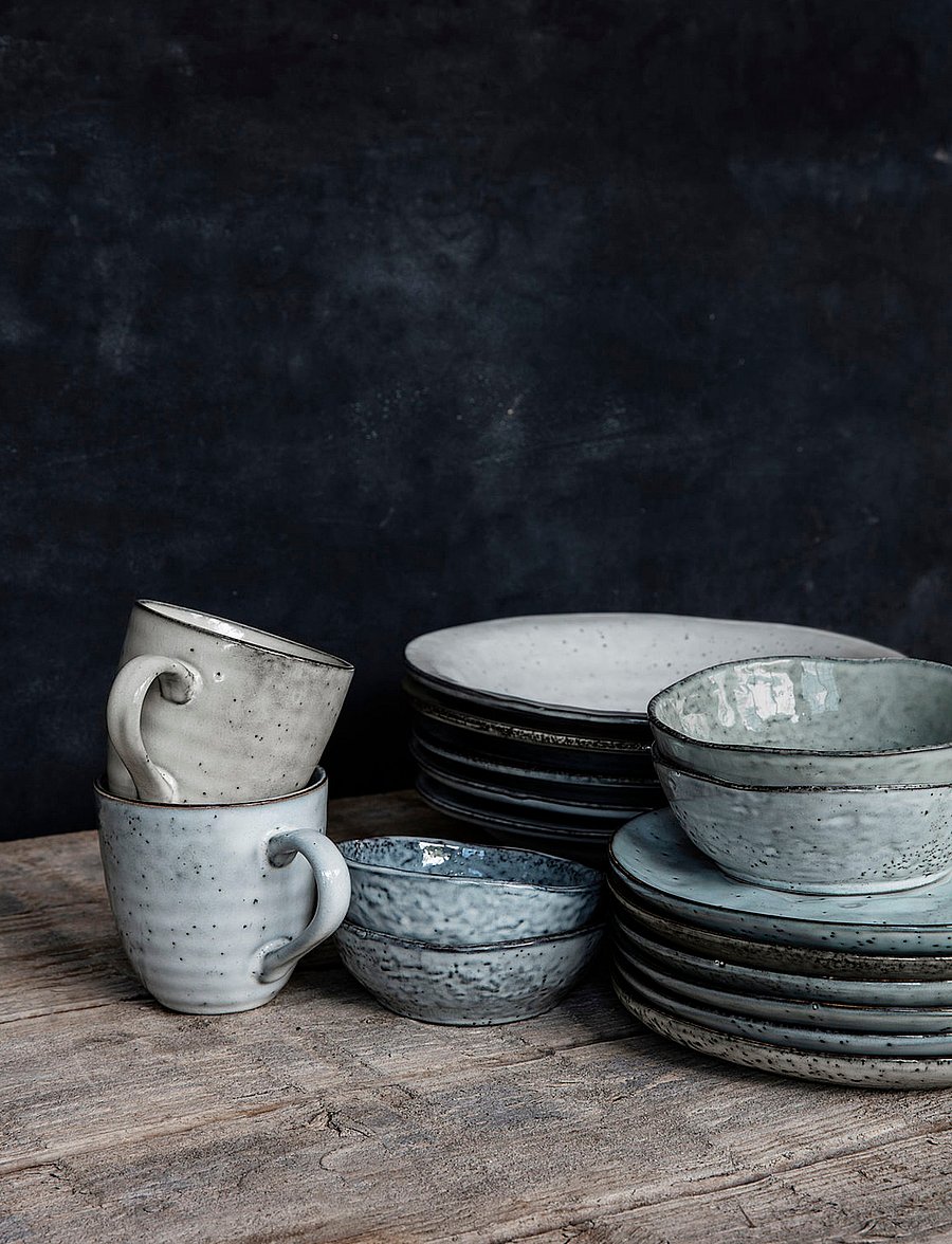 house doctor - Bowl, HDRustic, Grey, Blue - puuviljakausid - grey/blue - 0