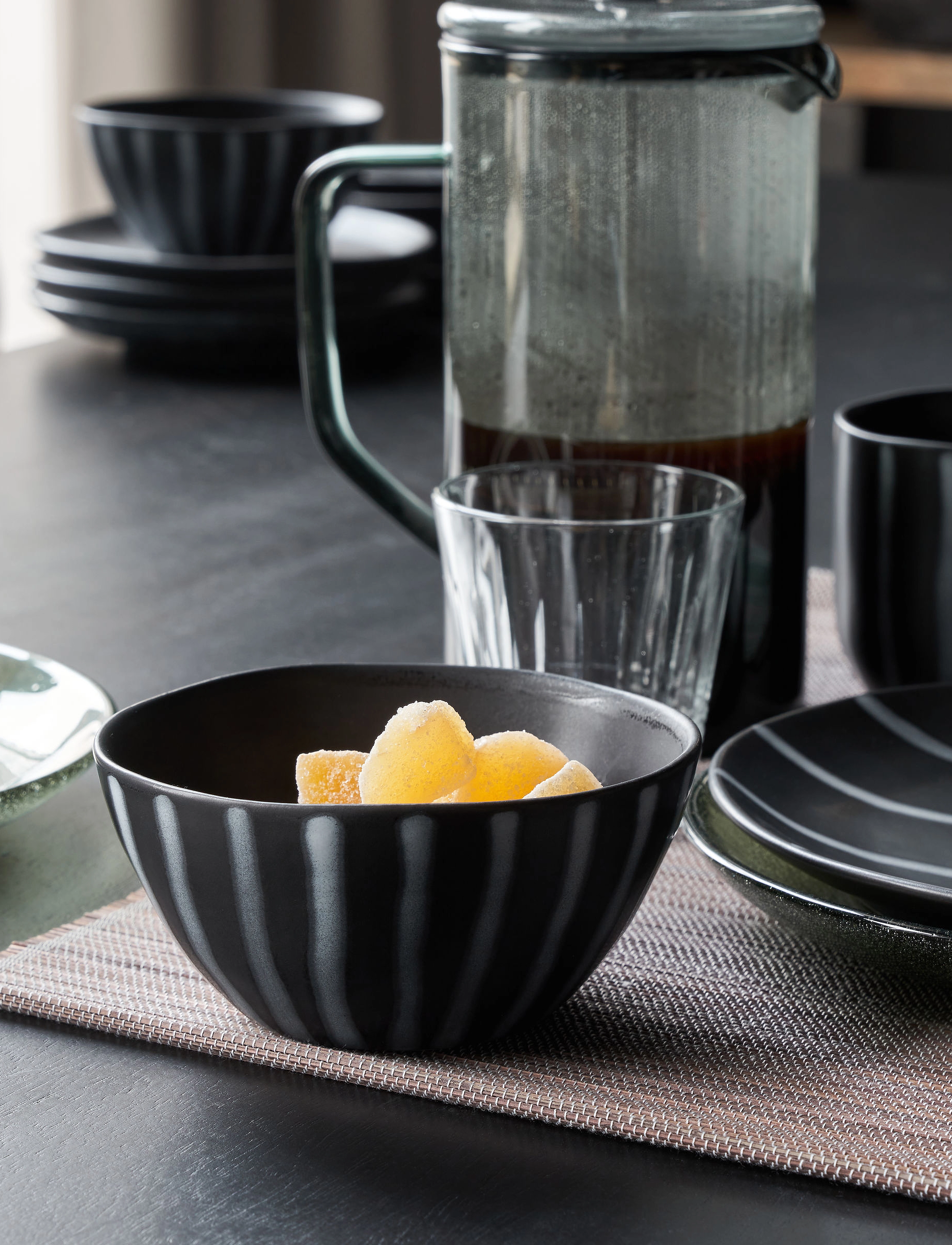 house doctor - Bowl, HDLine, Black, Brown - hommikusöögikausid - black/brown - 0