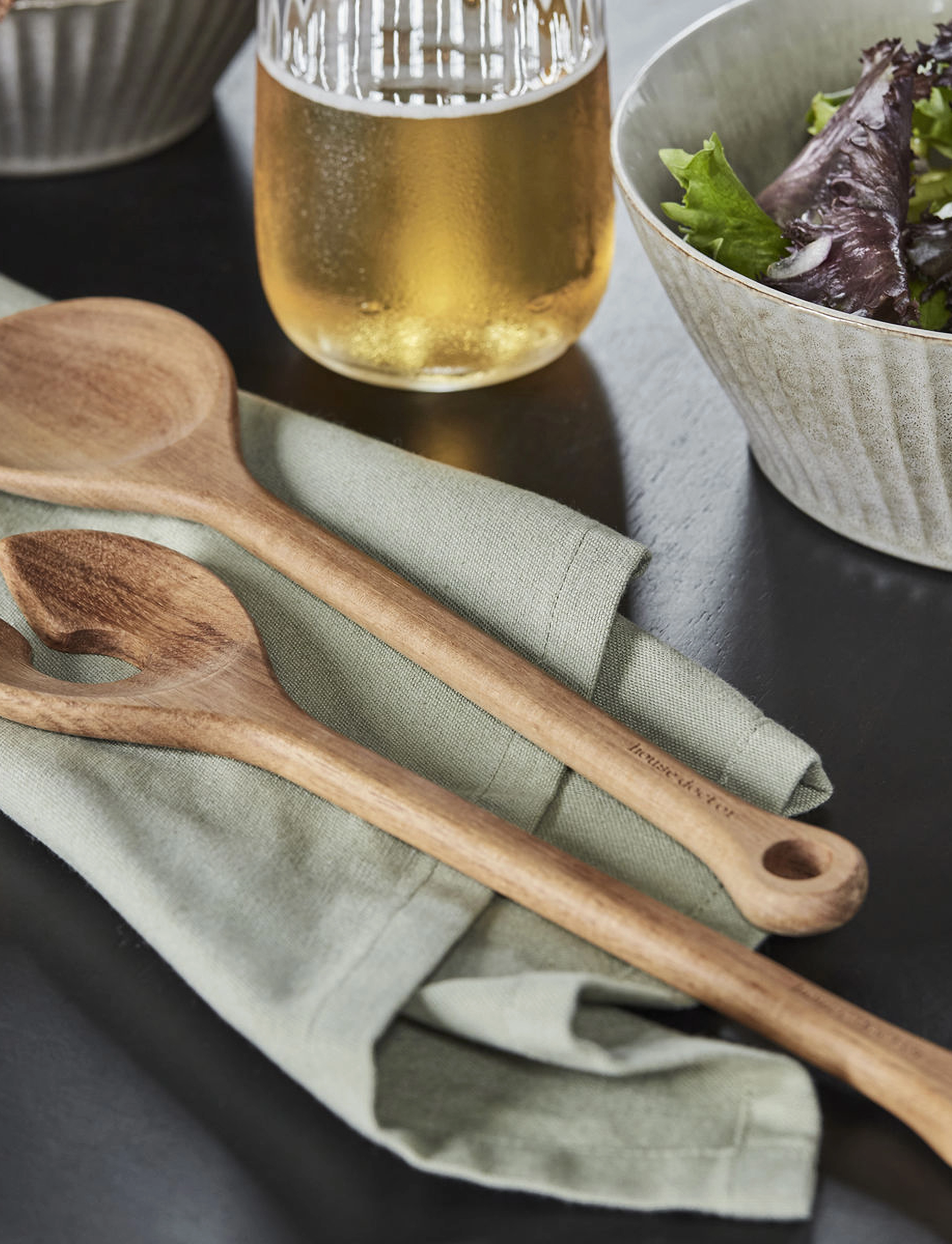house doctor Salad Servers, Hdeya, Nature, L27.5 cm, Cutlery, Braun - Homeware