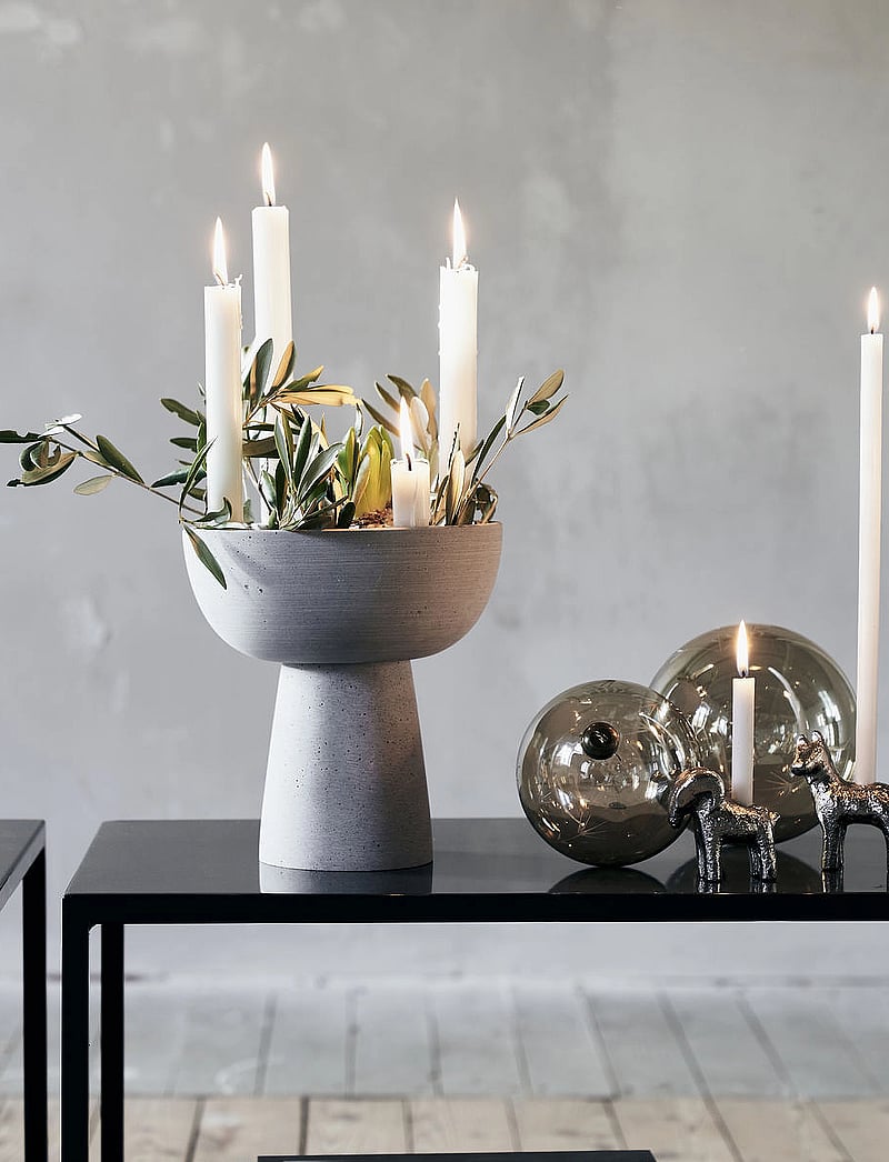 house doctor - Candle holder, HDMarb, Grey - grey - 0