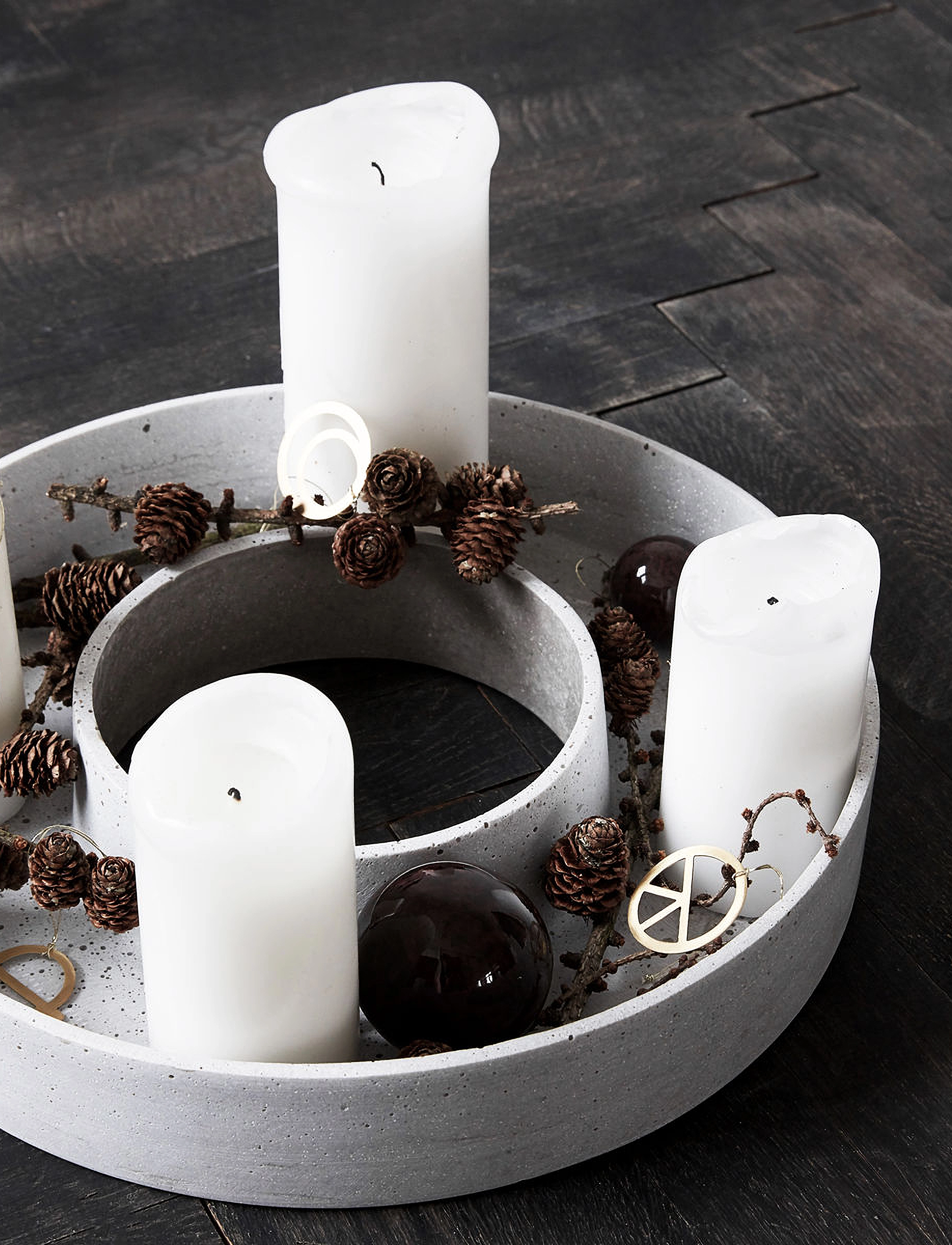 house doctor - Candle stand, HDThe Ring, Grey - Świeczniki - grey - 3