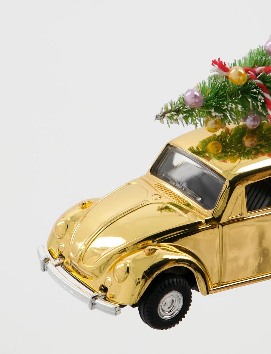 house doctor - Decoration, HDMini Xmas car, Golden - gyllen - 4