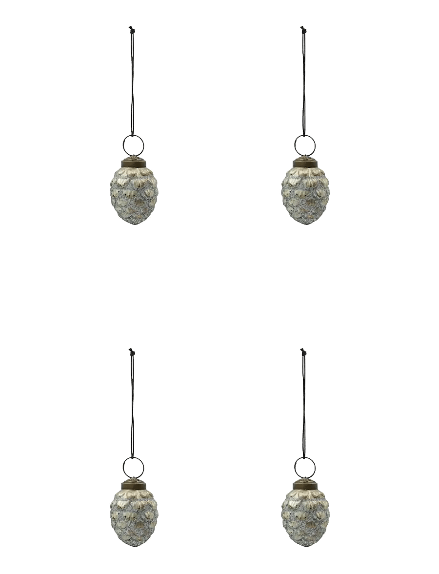 house doctor - Christmas ornament, HDCone, Antique - weihnachtskugeln - silver - 1
