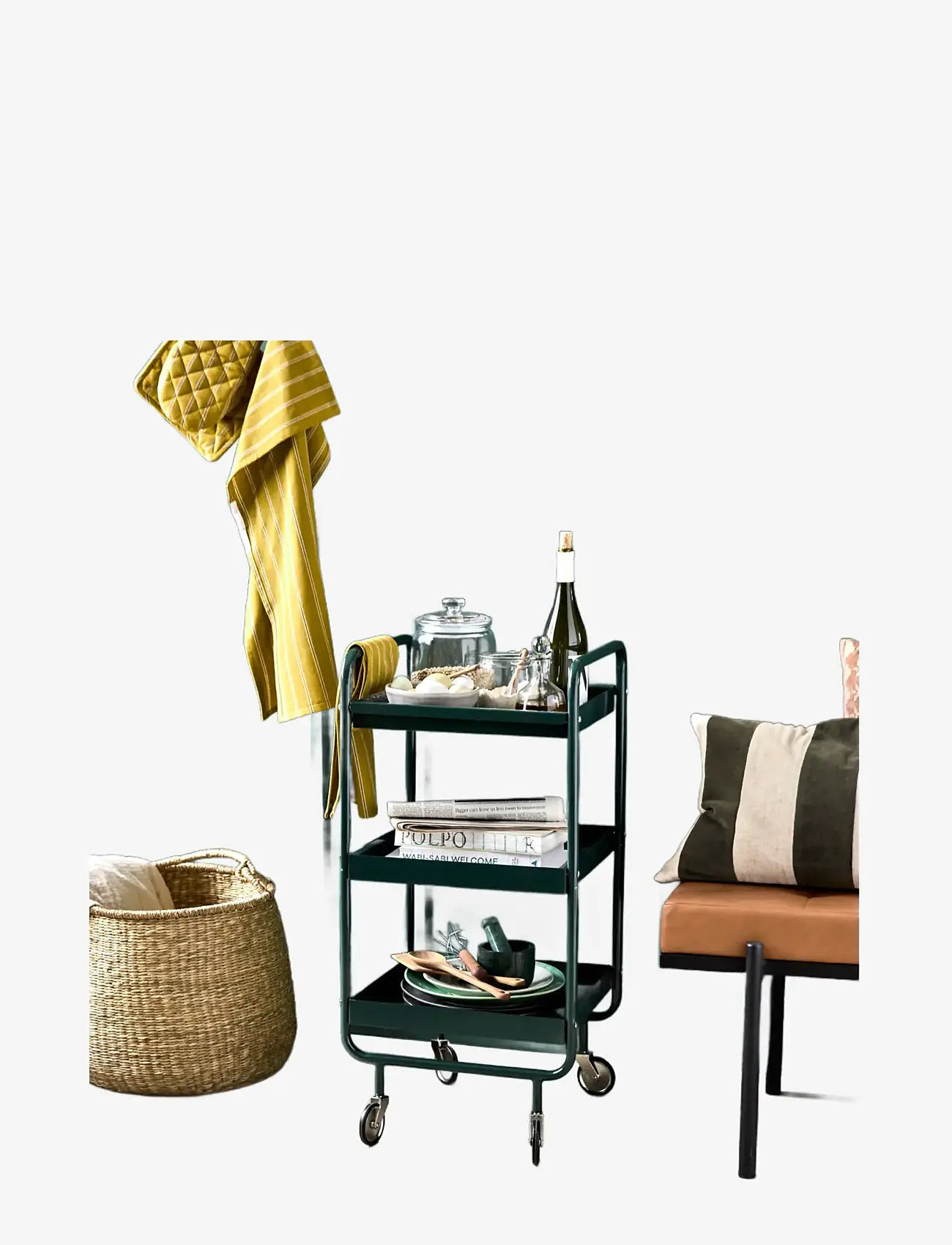 house doctor - Trolley, HDRoll, Dark green - galda ratiņi - dark green - 2