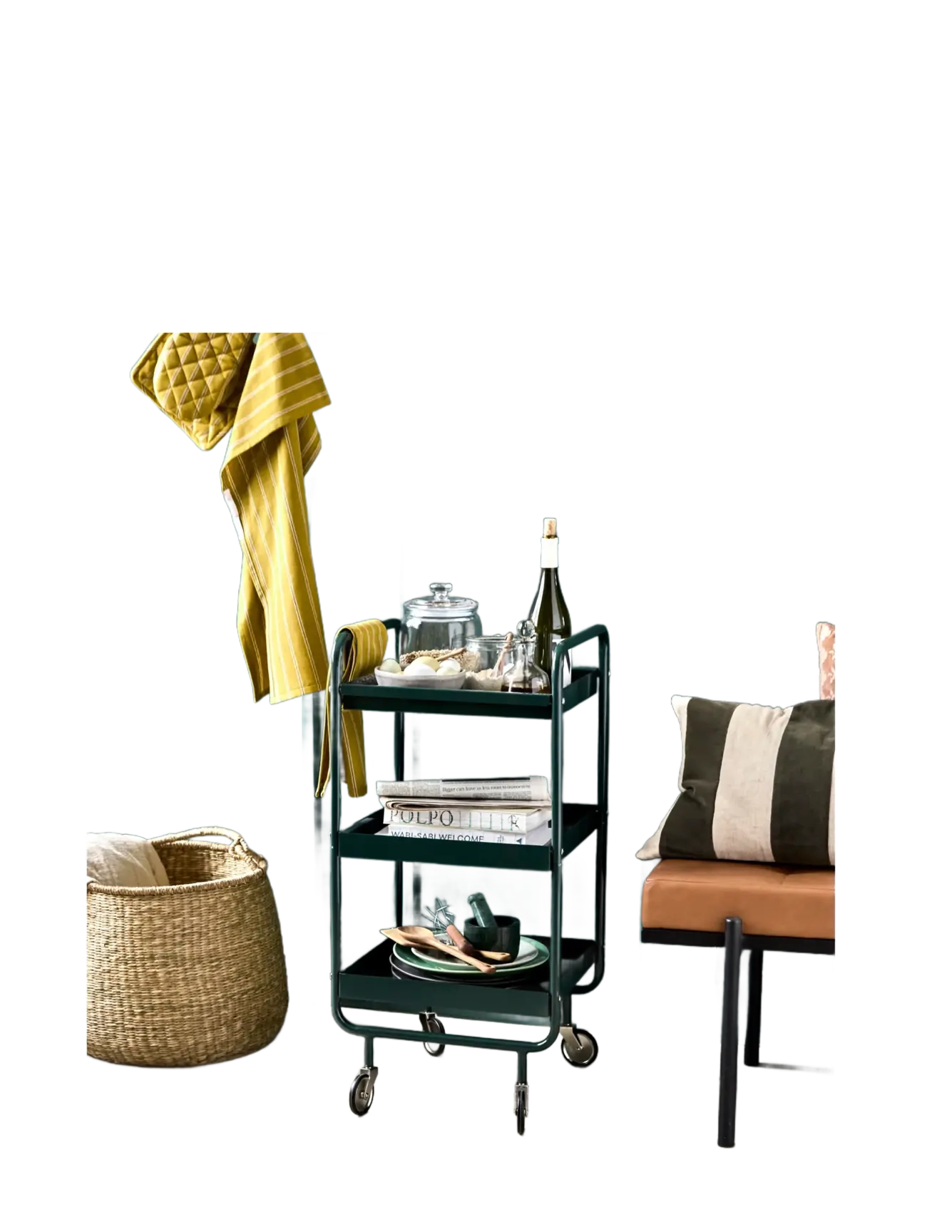 house doctor - Trolley, HDRoll, Dark green - tischwagen - dark green - 2