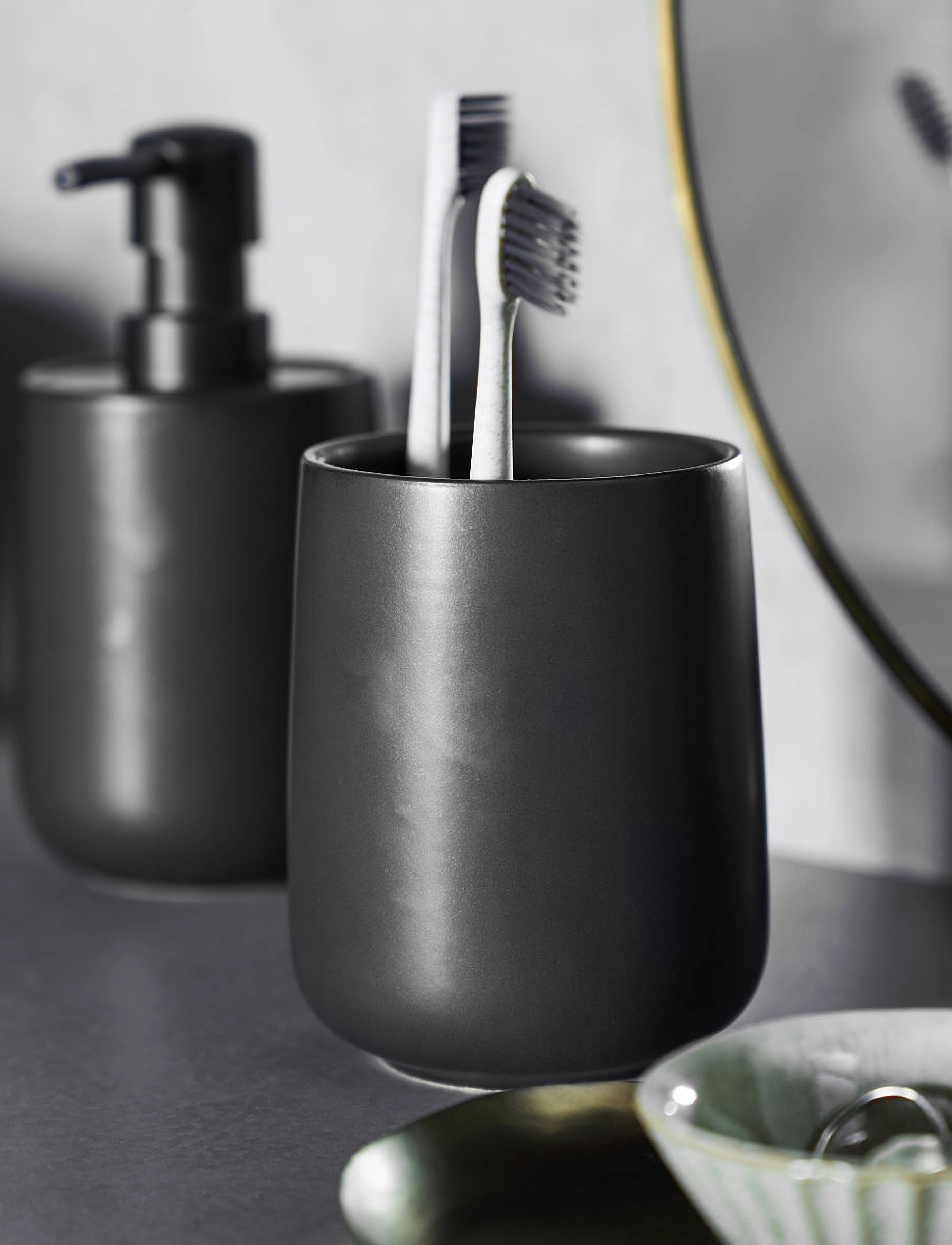 house doctor Tumbler, Hdedga, Black, 8.5X8.5X11 cm, Bathroom Interior, Schwarz - Toothbrush Holder, Homeware