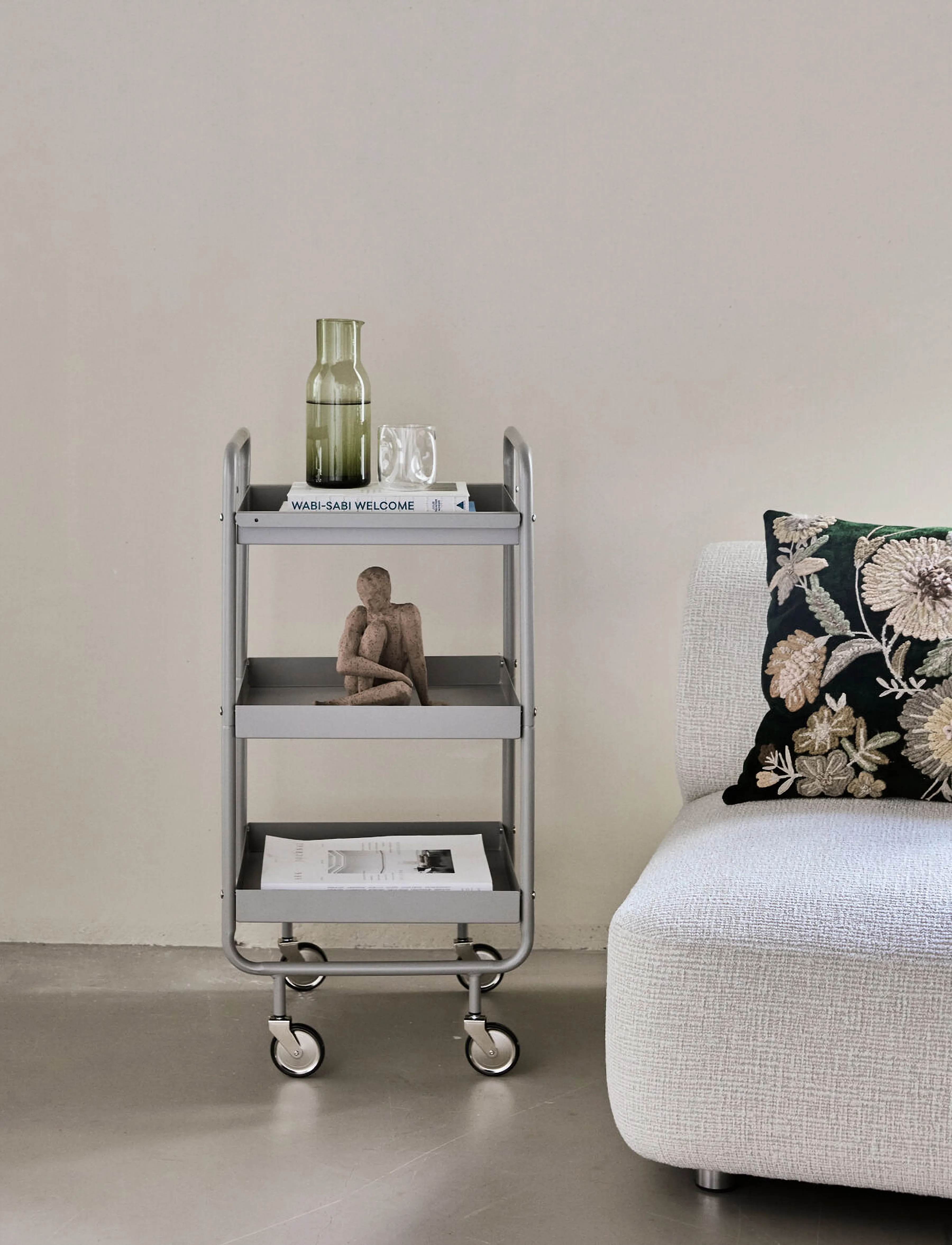 house doctor Trolley, Hdroll, Grey, L:42 cm.W:38 cm.H:85 cm, Tables, Grau - Table Trolleys, Homeware