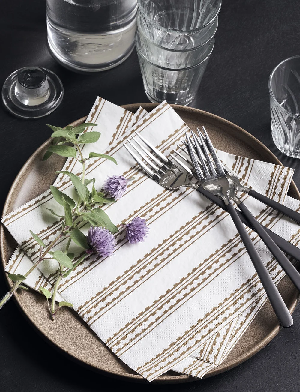 house doctor - Napkins, Trace - papierservietten - yellow/brown - 3