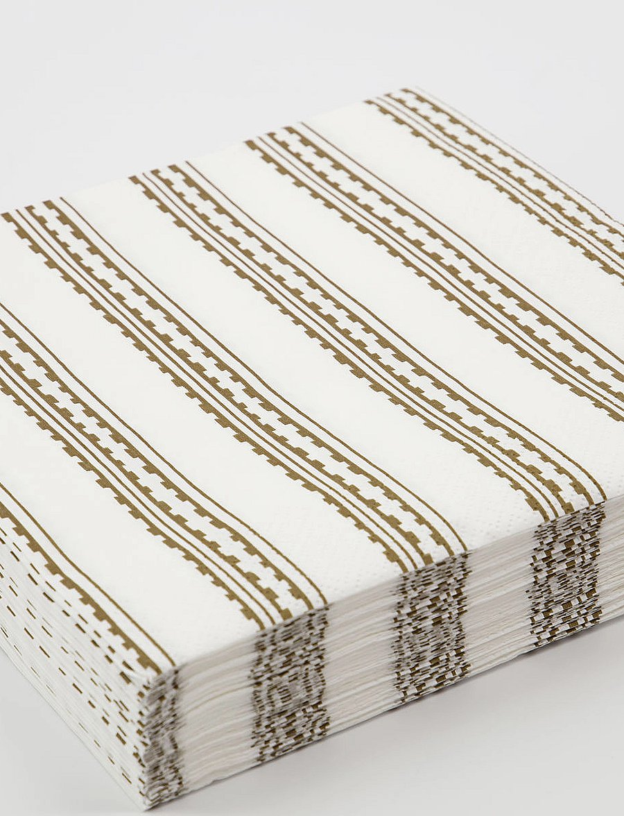 house doctor - Napkins, Trace - papierservietten - yellow/brown - 5
