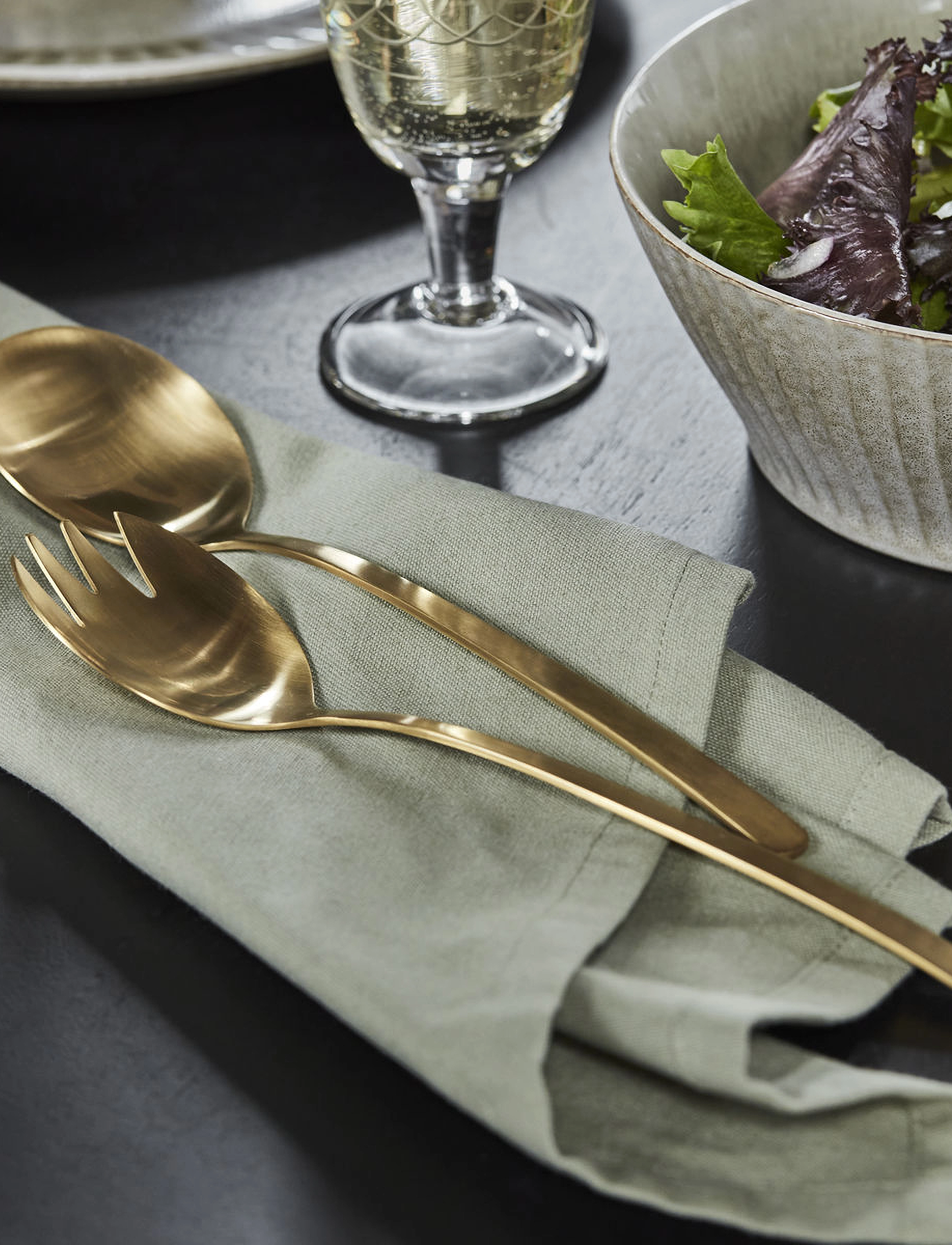 house doctor Salad Servers, Hdgolden, Golden, L23 cm, Cutlery, Gold - Homeware