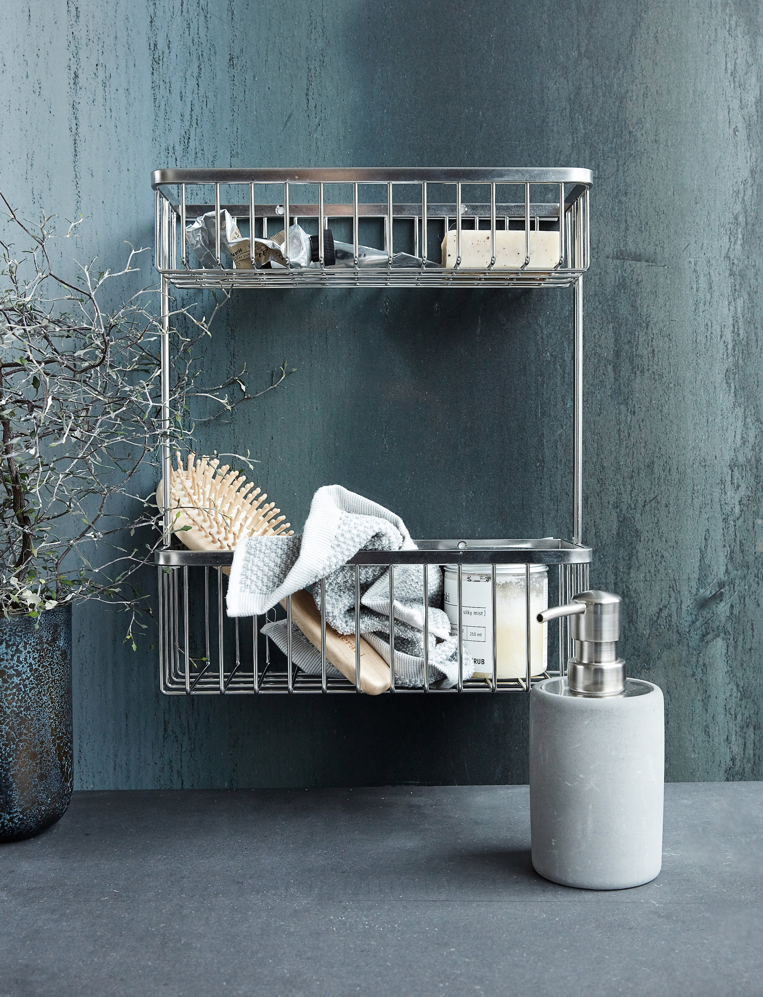 house doctor Bath Kurv, One Size, Bathroom Interior, Silber - Shelves, Homeware