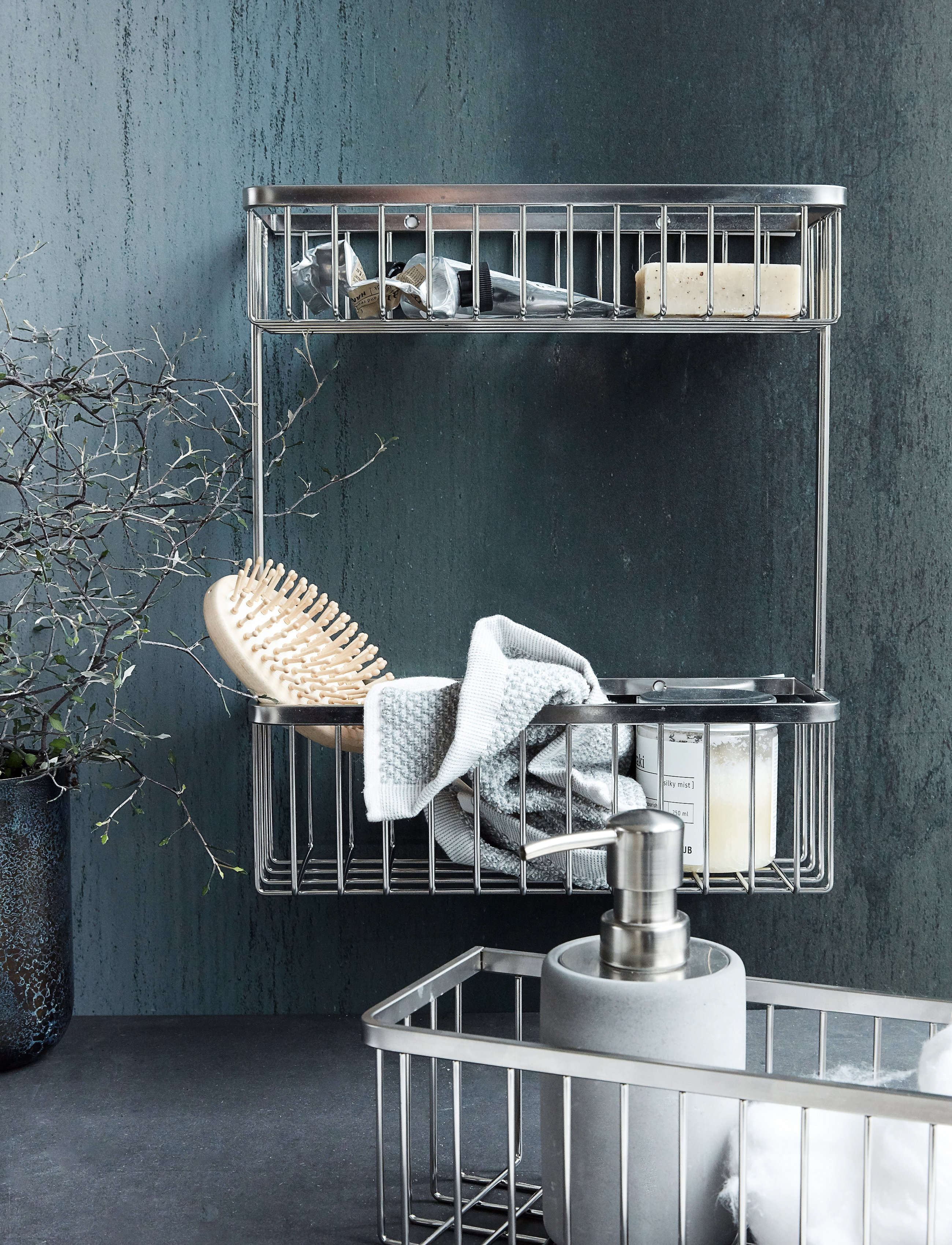 house doctor - Basket, HDBath, Double, Silver fini - riiulid - silver - 2