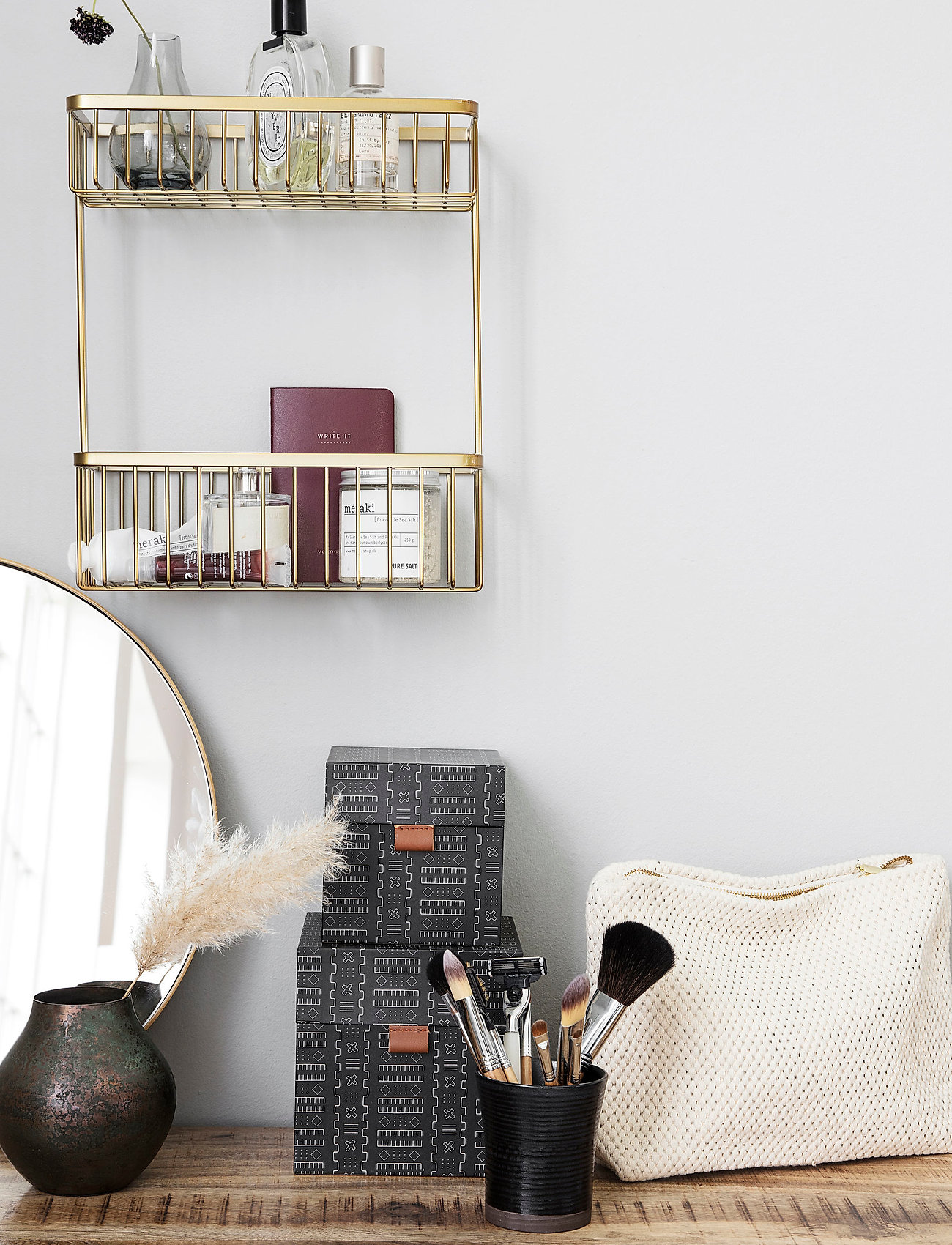 house doctor - Bath korg - badrumstillbehör - brushed brass - 2