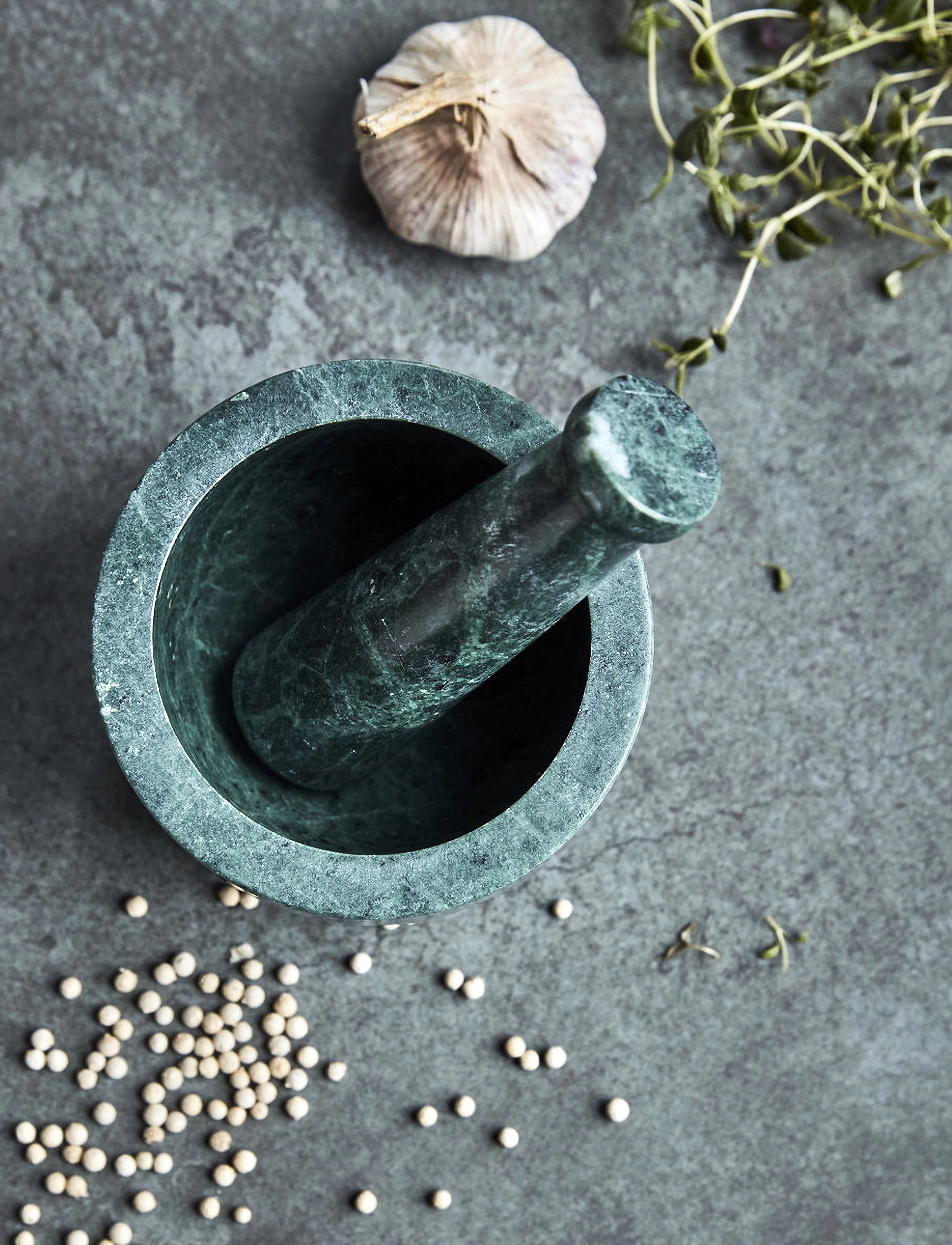 house doctor Morter M. Støder, Hdarb, Mørkegrøn, H:7.8 cm, Grinders, Grün - Mortars & Pestles, Homeware