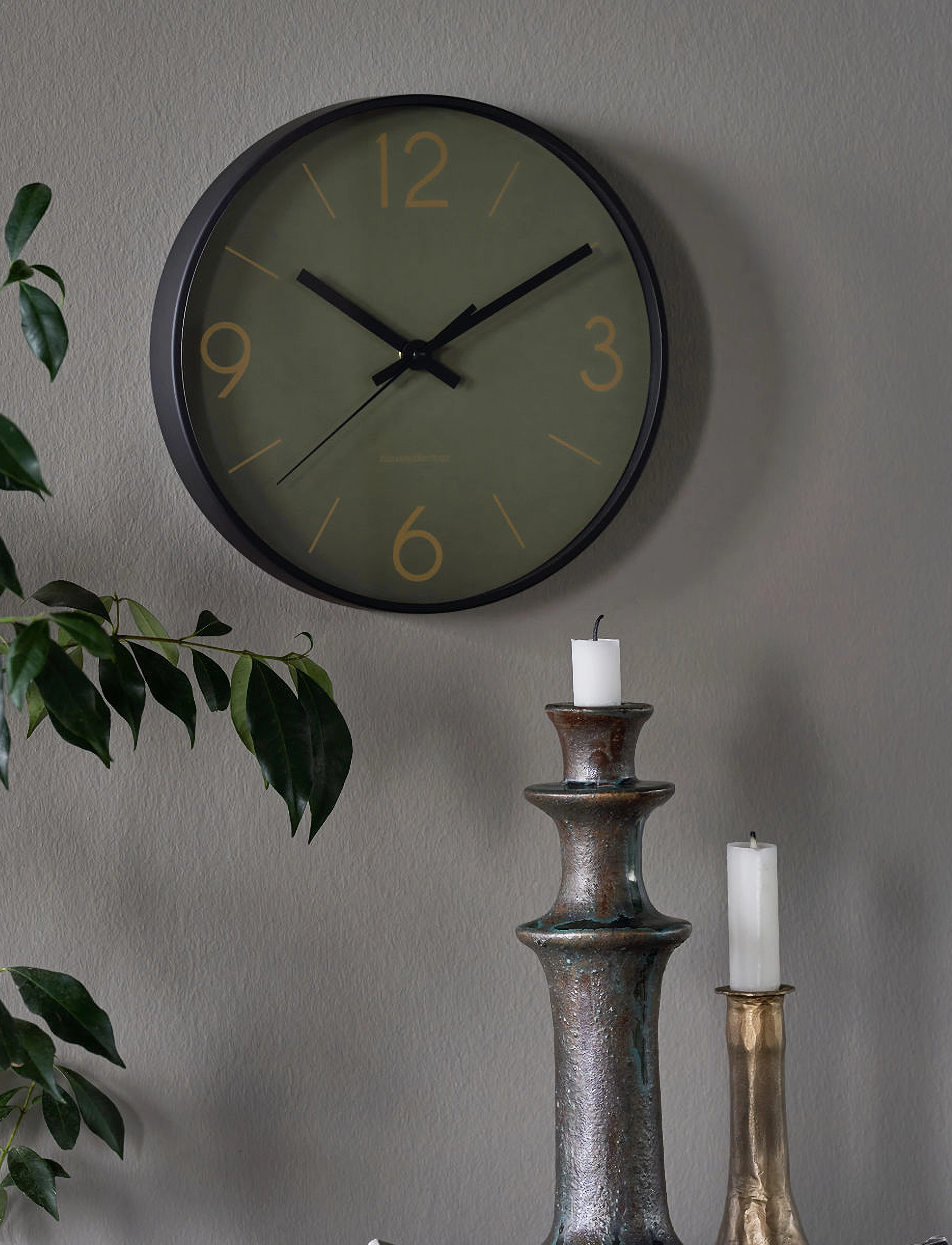 house doctor Wall Clock, Hdtime, Dark Green, 24.8X24.8X4.2 cm, Watches, Grün - Clocks, Homeware